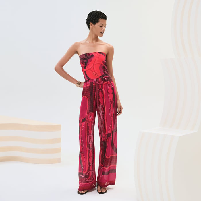 Rose Amarante "Coaching Remix" Beach Bustier Jumpsuit