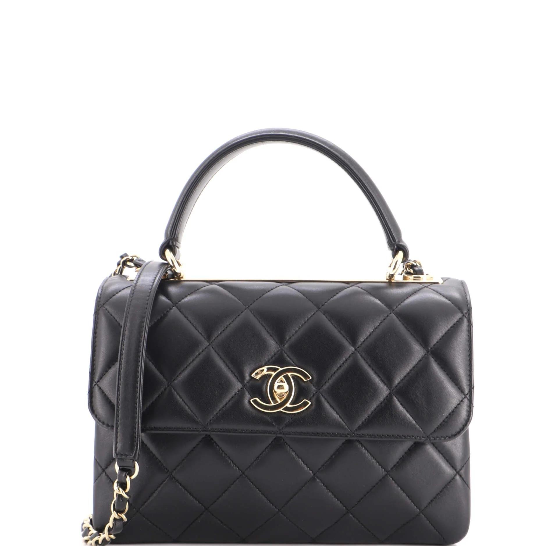 Trendy CC Top Handle leather handbag