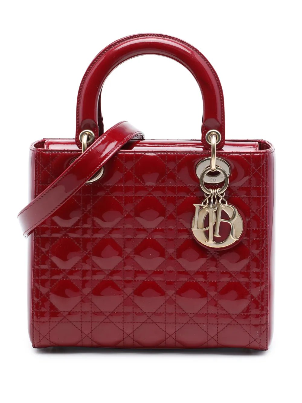 2000 Medium Patent Cannage Lady Dior satchel