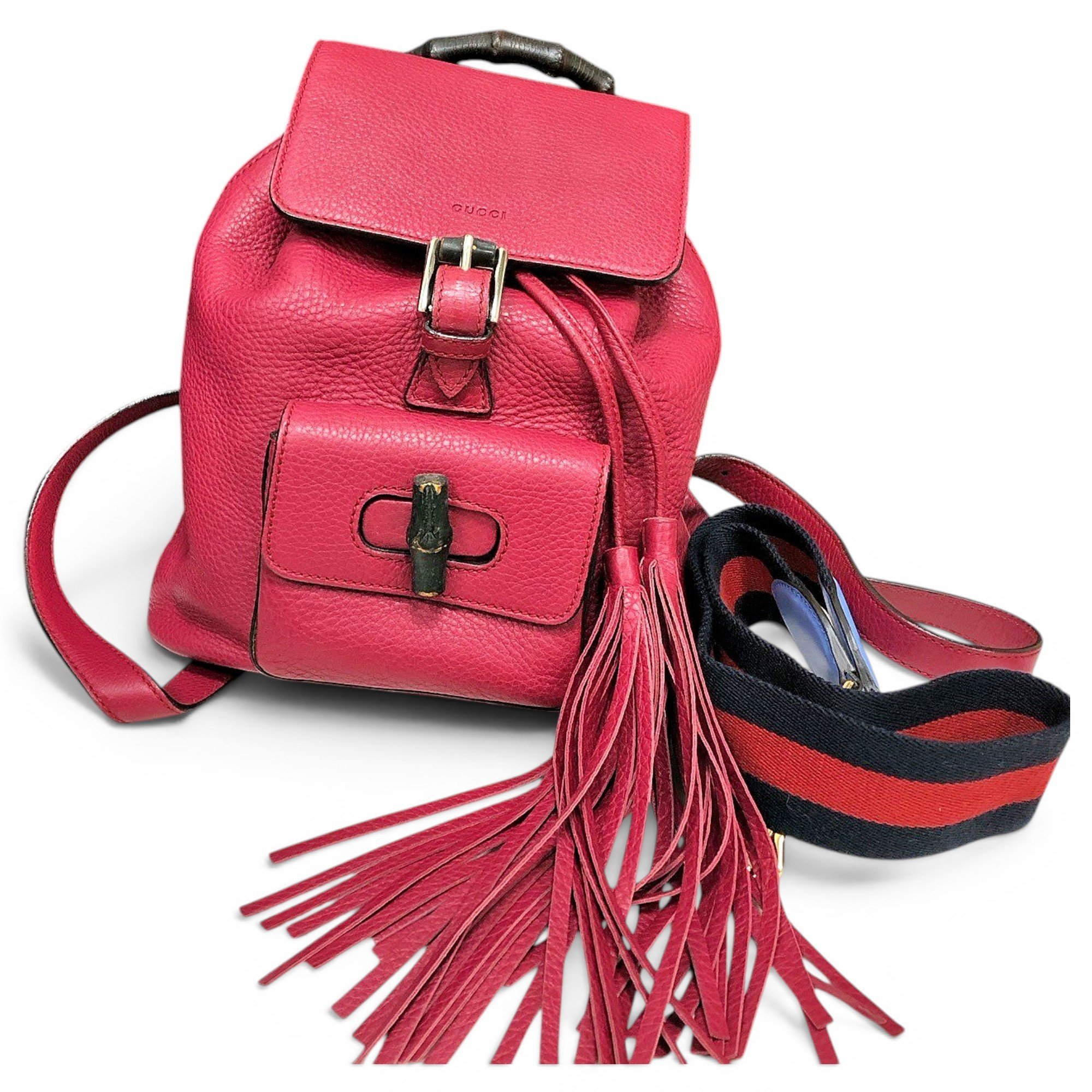 Bamboo Tassel leather backpack