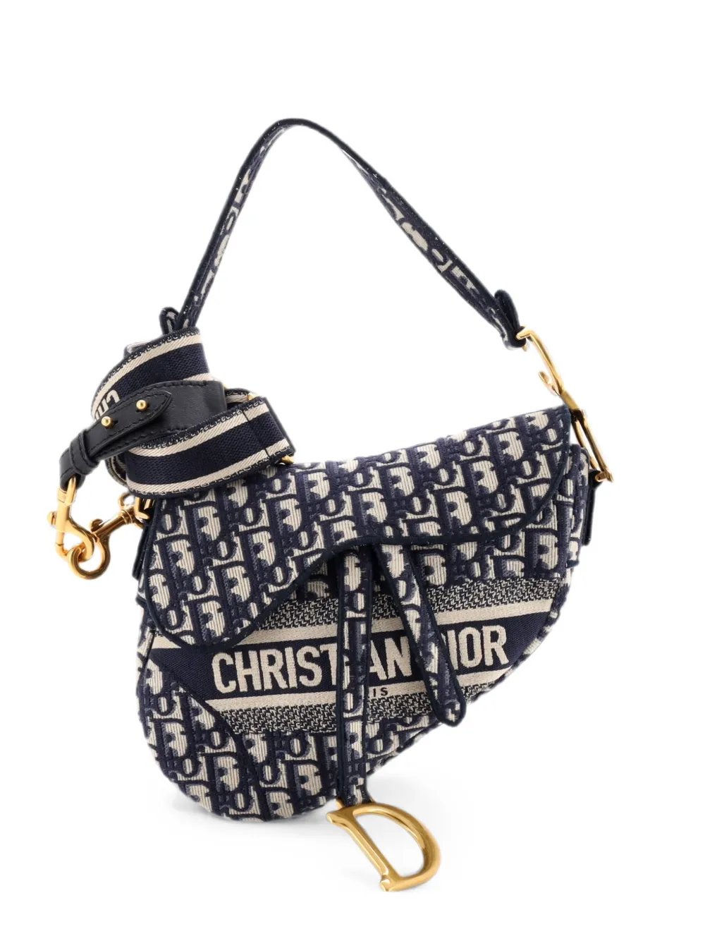 Saddle Handbag Logo Embroidered Oblique Canvas Medium shoulder bag