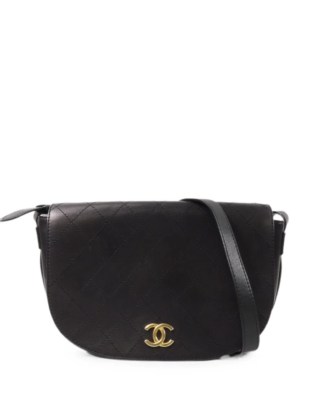 CC diamond-quilted messenger bag