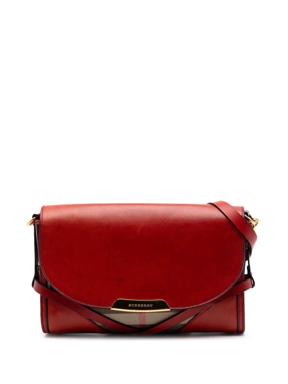 2000-2017 Leather and House Check Canvas Bridle Abbott crossbody bag