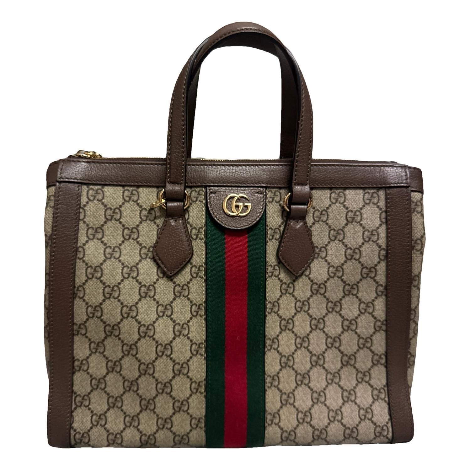 Ophidia Top Handle leather handbag