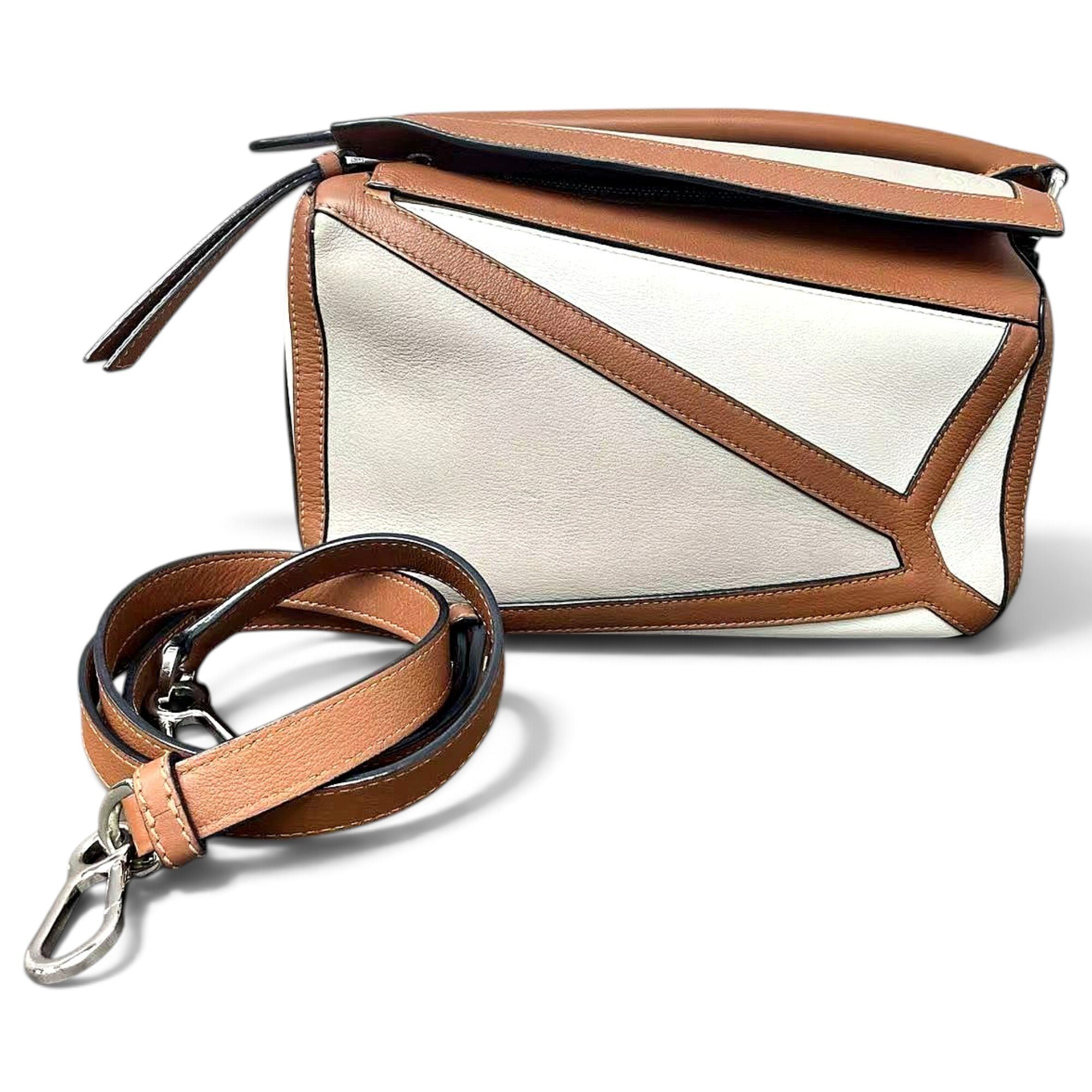 Puzzle leather handbag