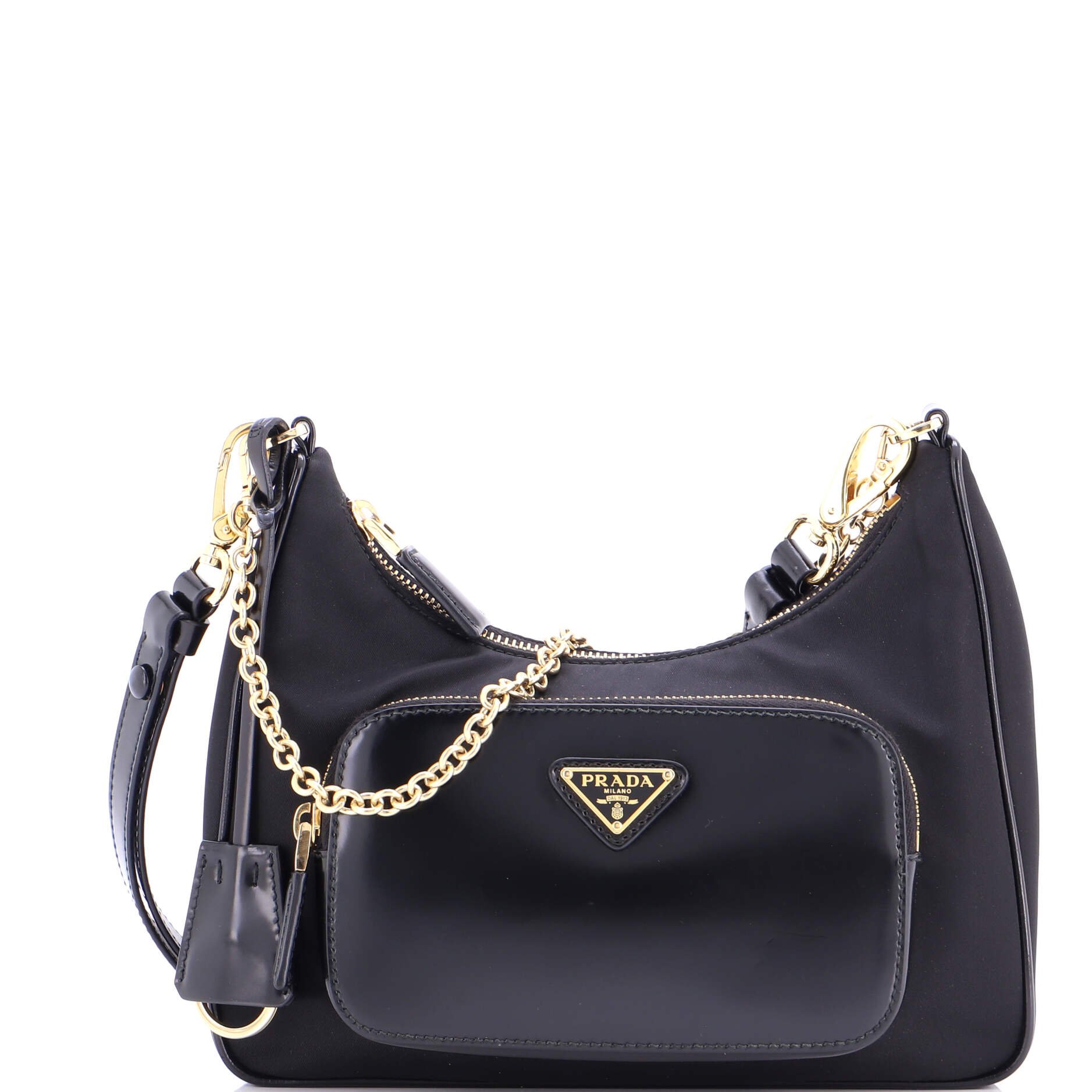 Prada Re-Edition Pocket Shoulder Bag Re-Nylon and Brushed Leather Mini