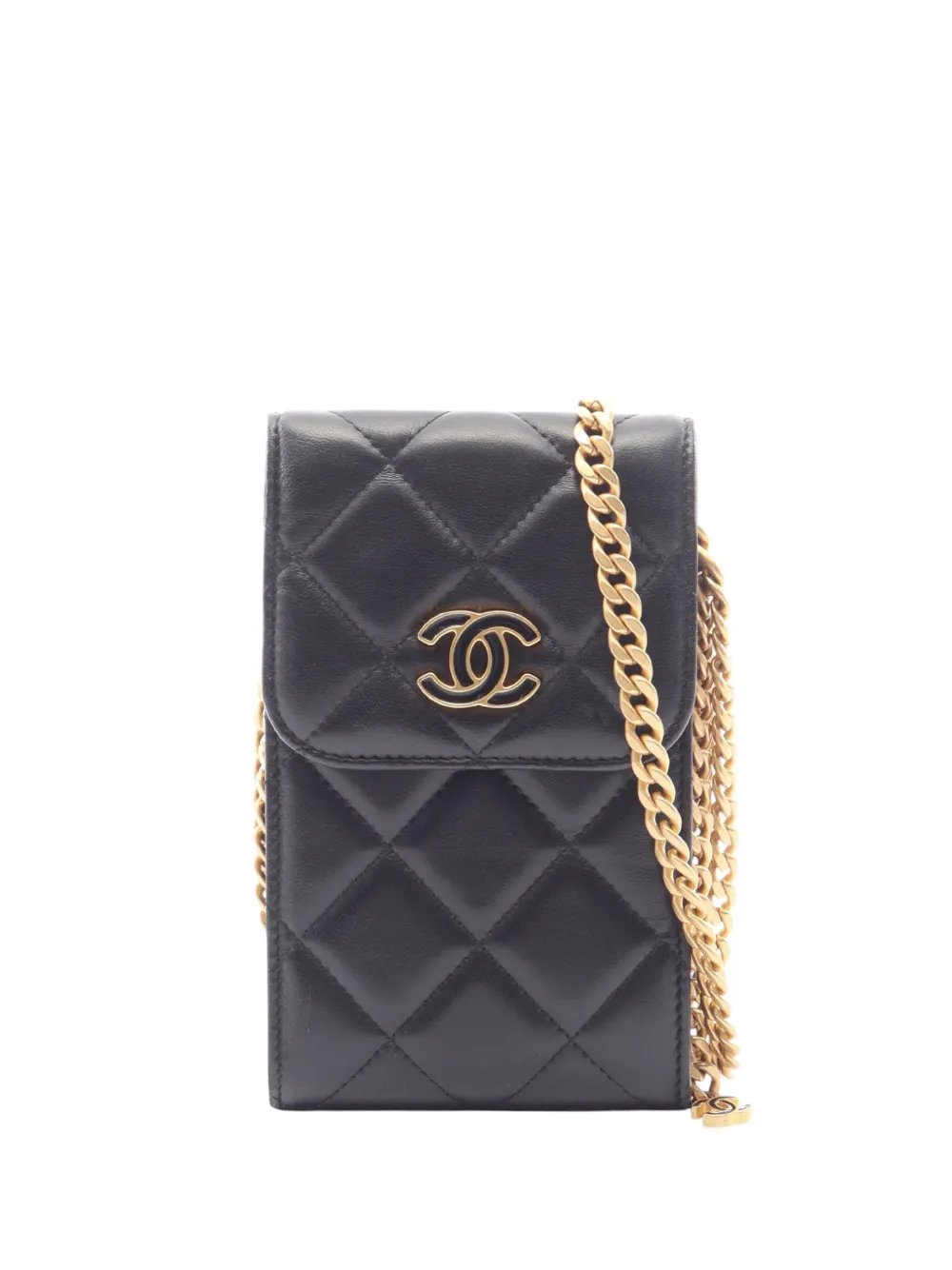 2021 Quilted CC Lambskin Lacquered Chain Phone Holder crossbody bag