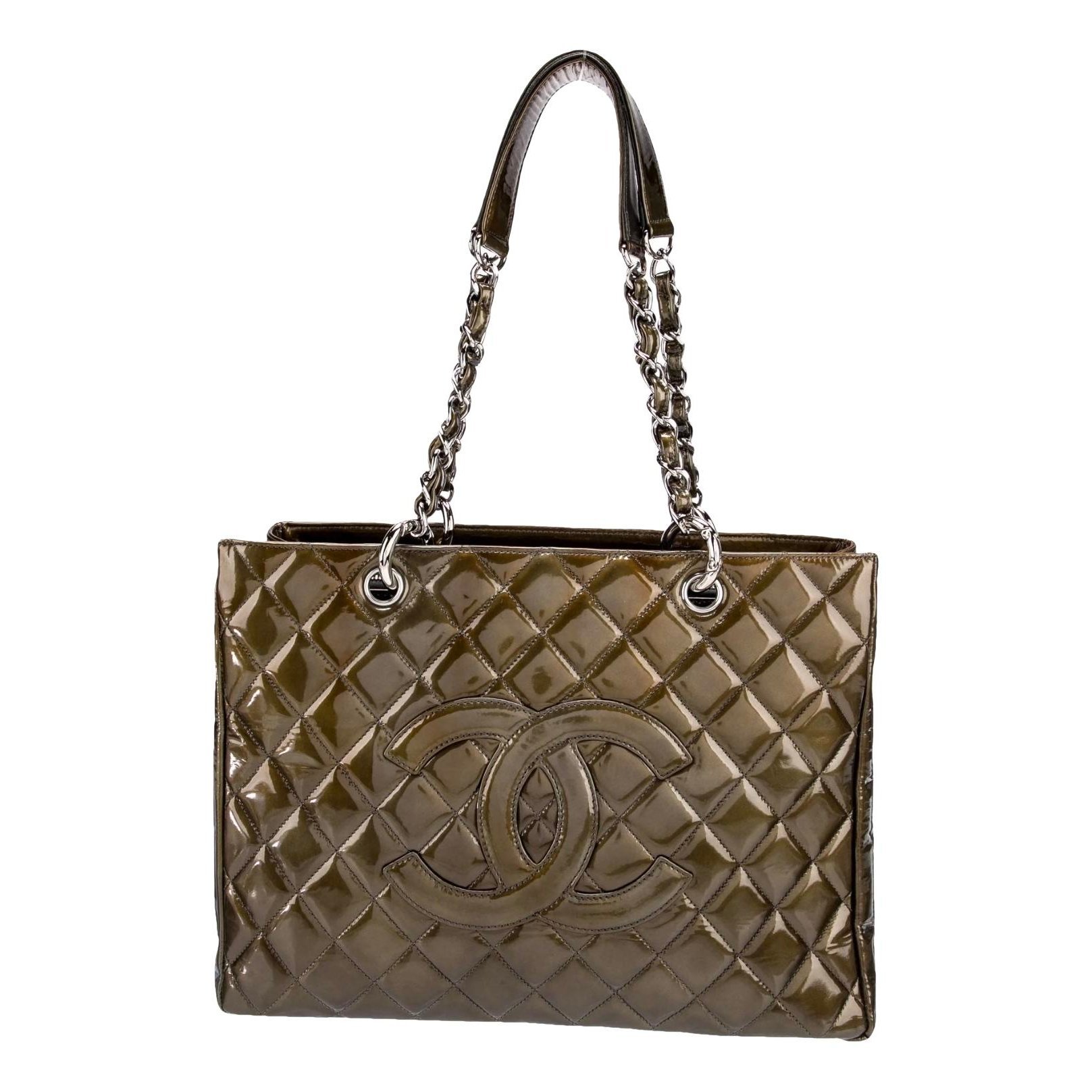Grand shopping patent leather tote