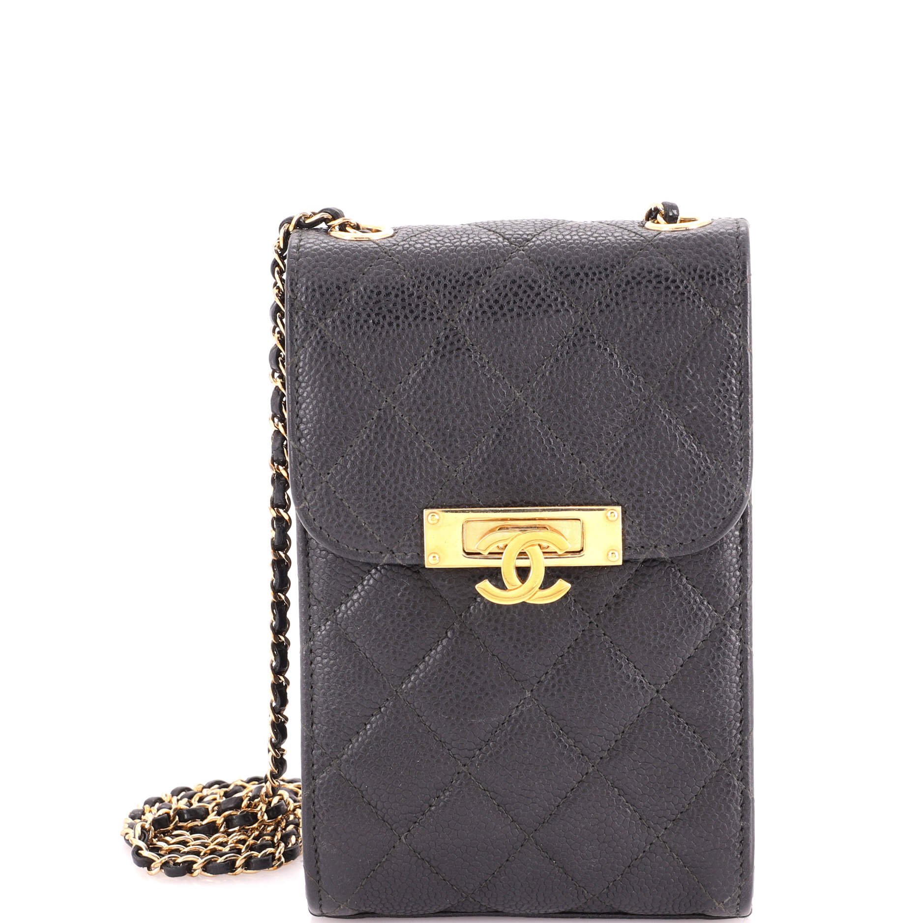 Chanel Golden Class Phone Holder Crossbody Bag Quilted Caviar
