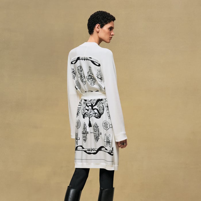 Blanc Nacre "Ferronnerie Remix" Long-sleeve Twillaine Cardigan