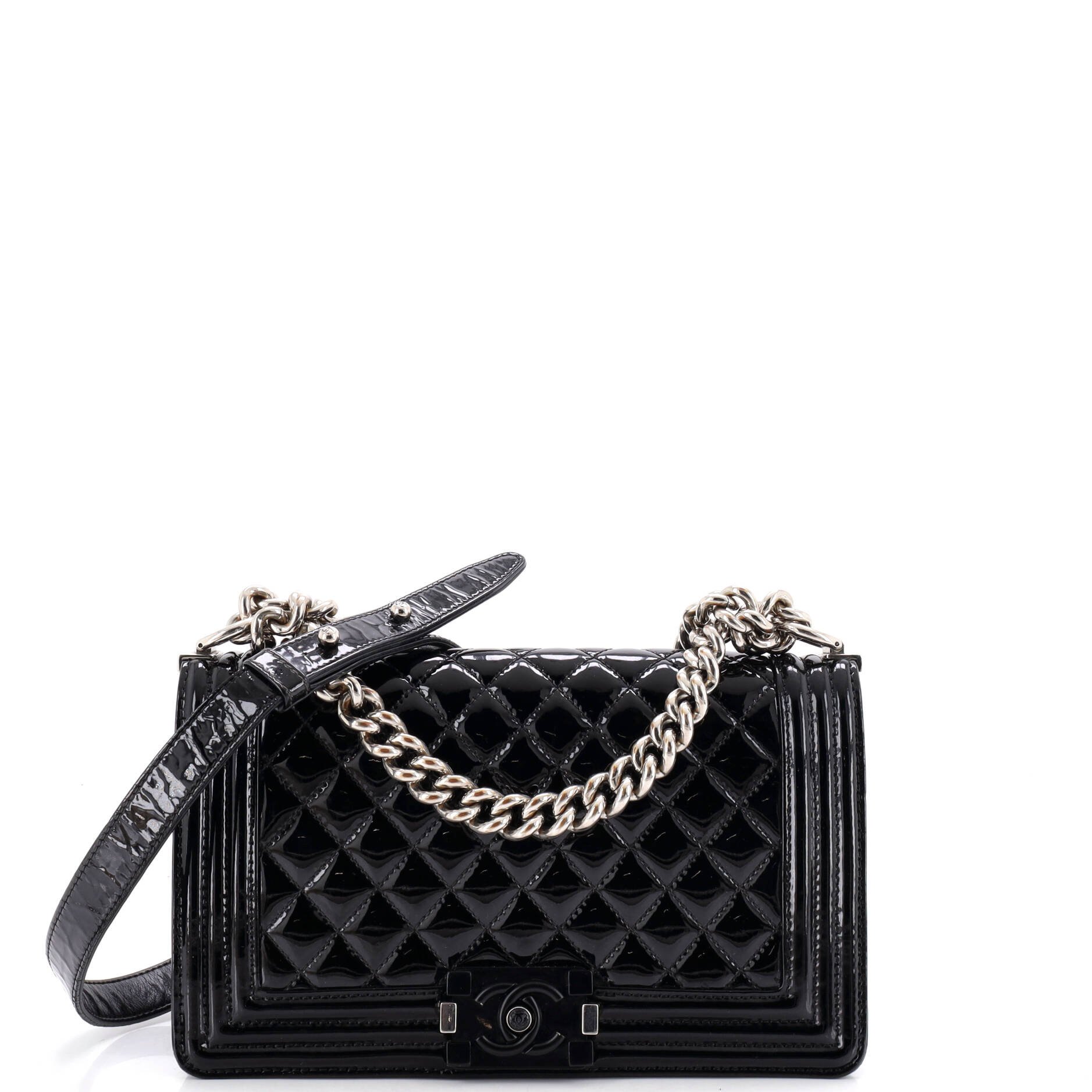 Boy Flap Bag Quilted Plexiglass Patent Old Medium
