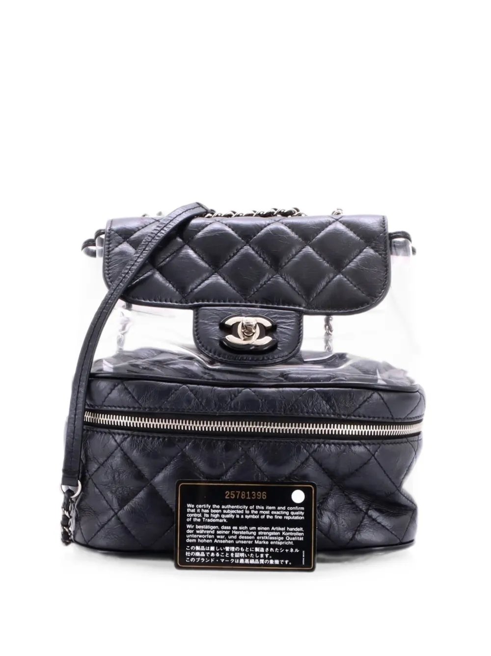 Zip Around Flap Quilted Crumpled Calfskin and PVC Small backpack