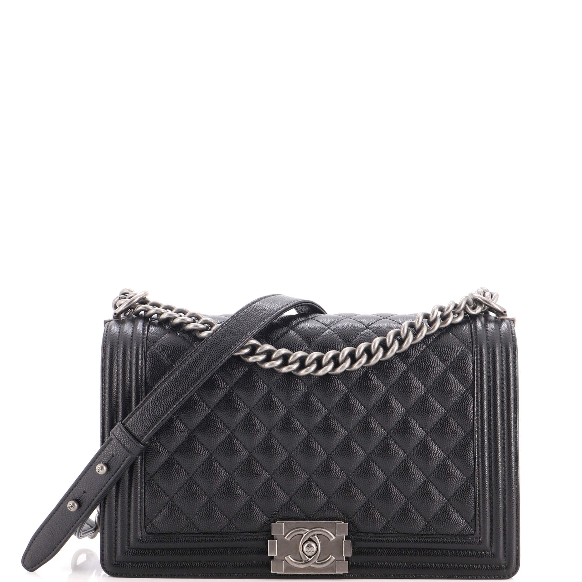 Boy Flap Bag Quilted Caviar New Medium