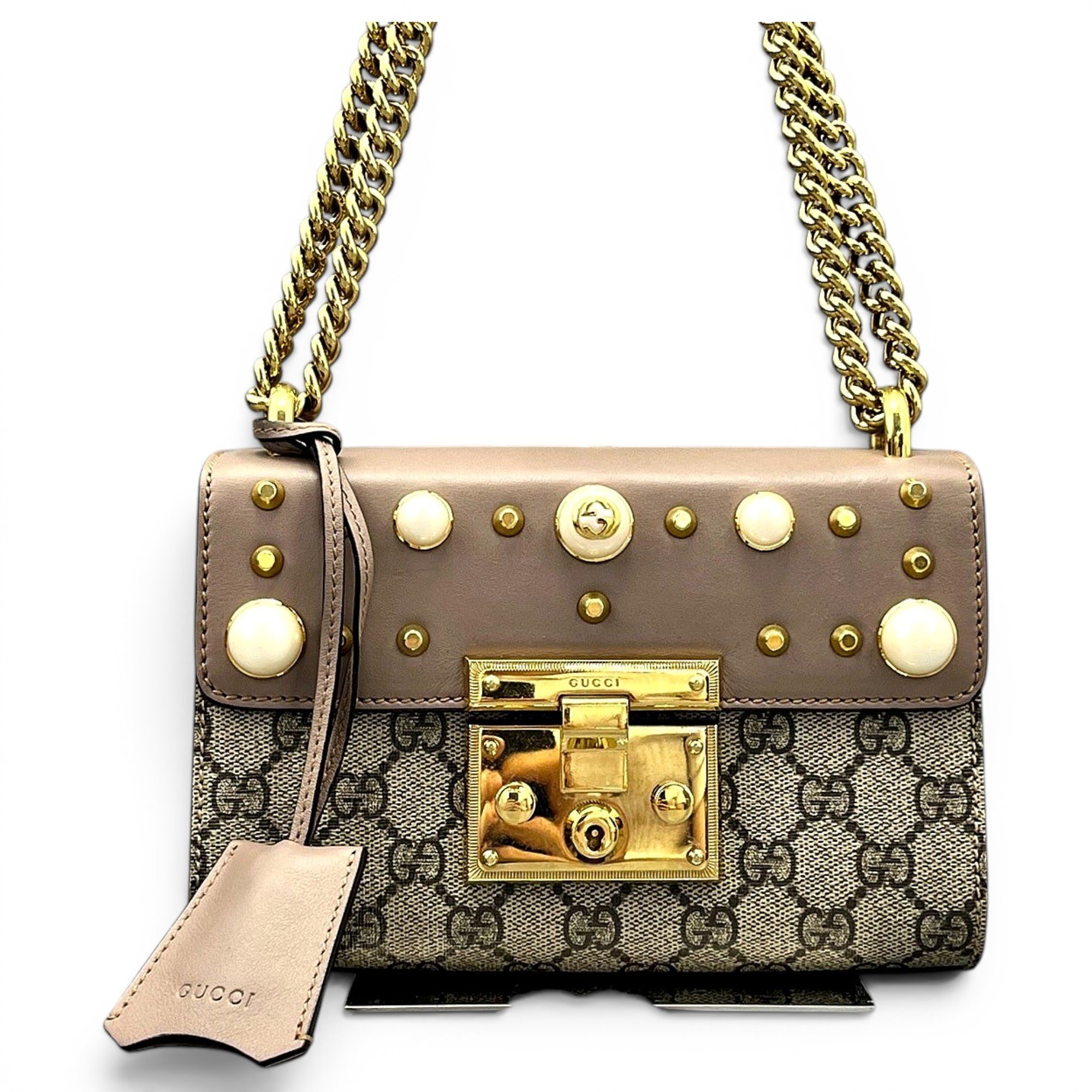 Padlock leather handbag