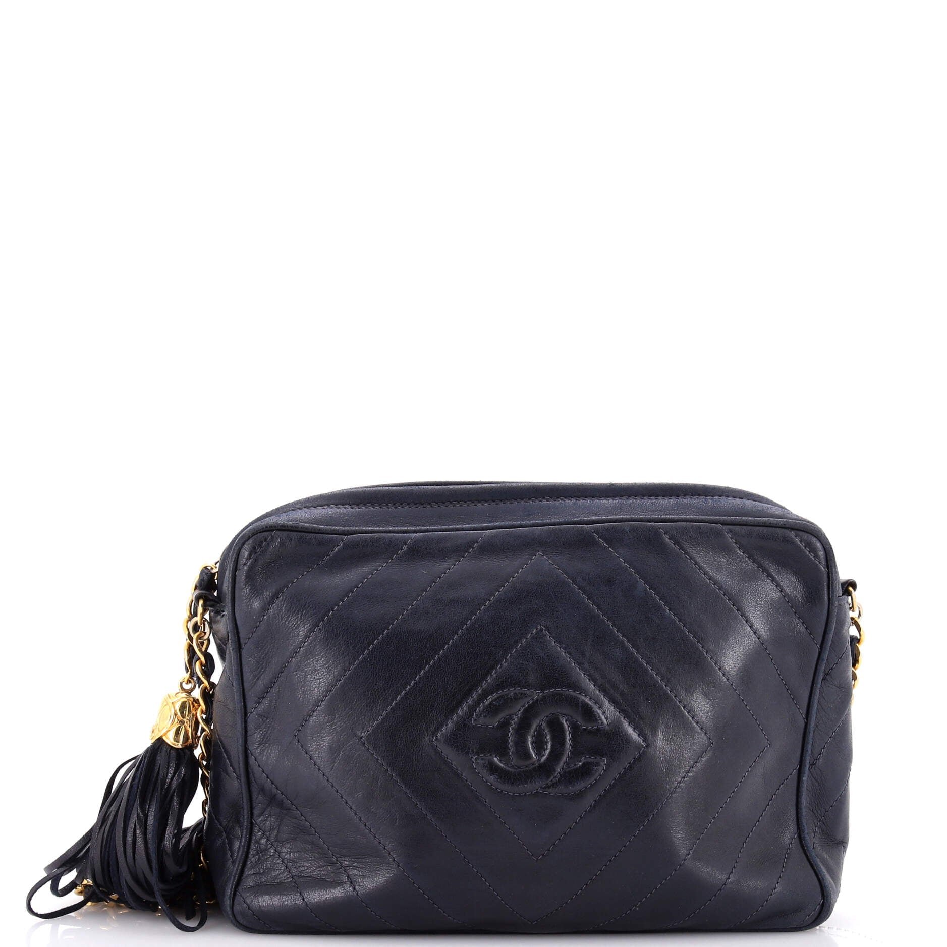 Vintage Diamond CC Camera Bag Quilted Leather Medium