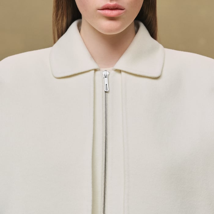 Blanc Naturel Long Storm Flap Coat