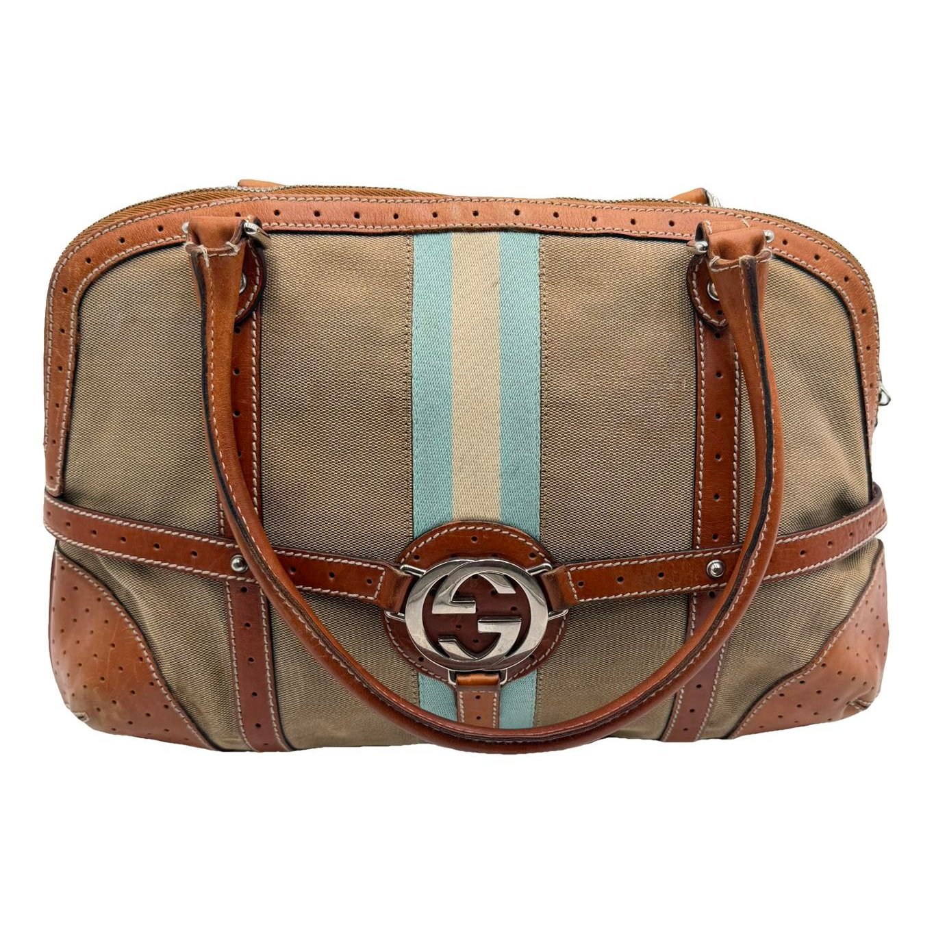 Interlocking leather handbag