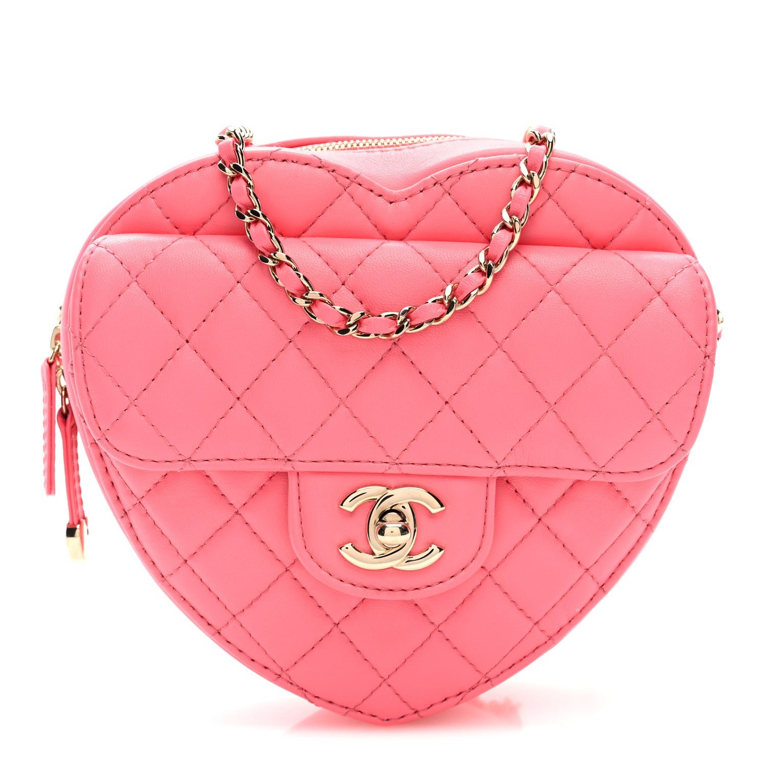 Chanel Lambskin Quilted CC In Love Heart Bag Pink