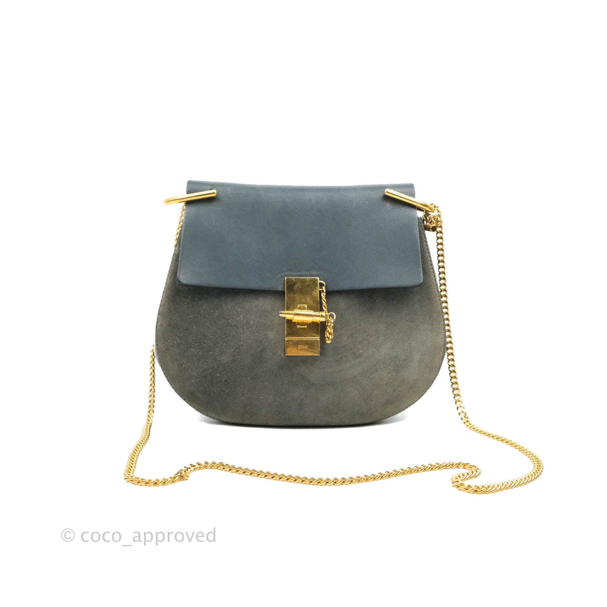 Chloe Drew Crossbody Bag Cloudy Blue Suede