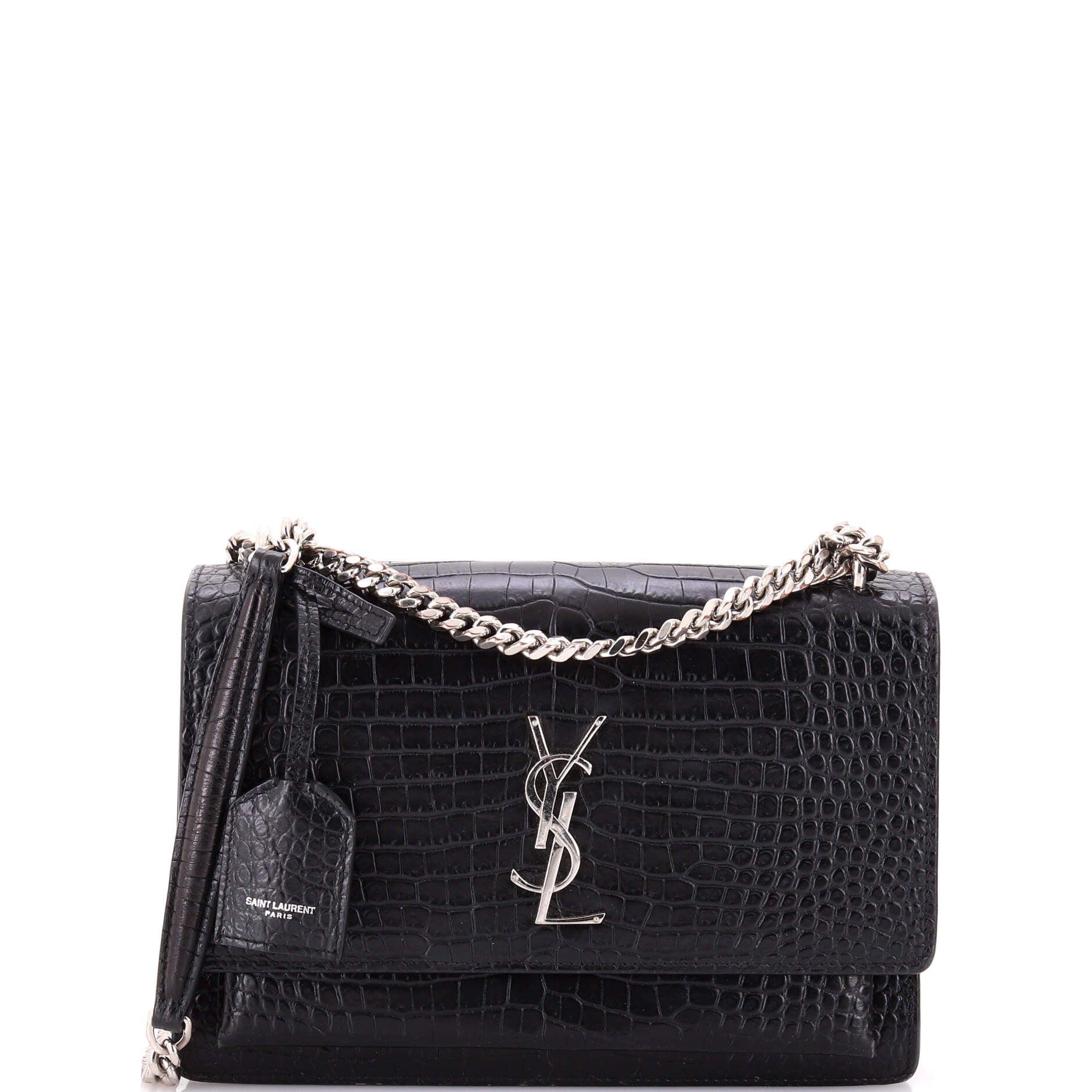 Sunset Crossbody Bag Crocodile Embossed Leather Medium