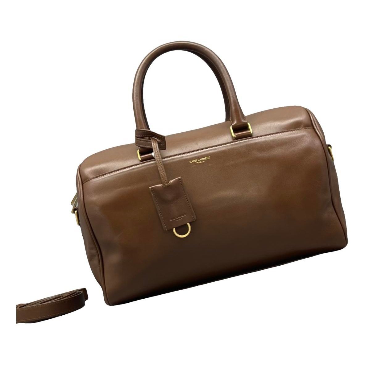 Duffle leather handbag
