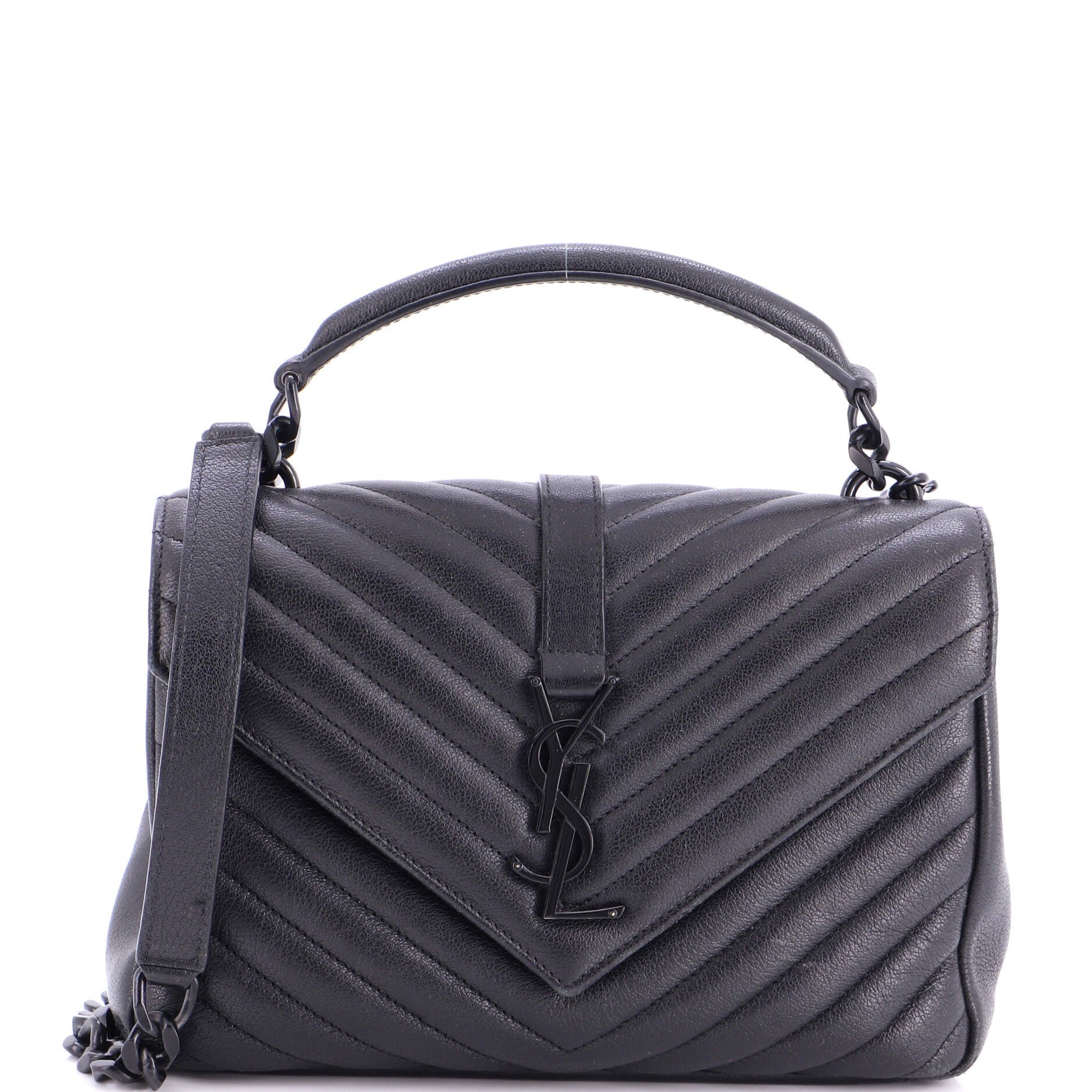 Classic Monogram College Bag Matelasse Chevron Leather Medium