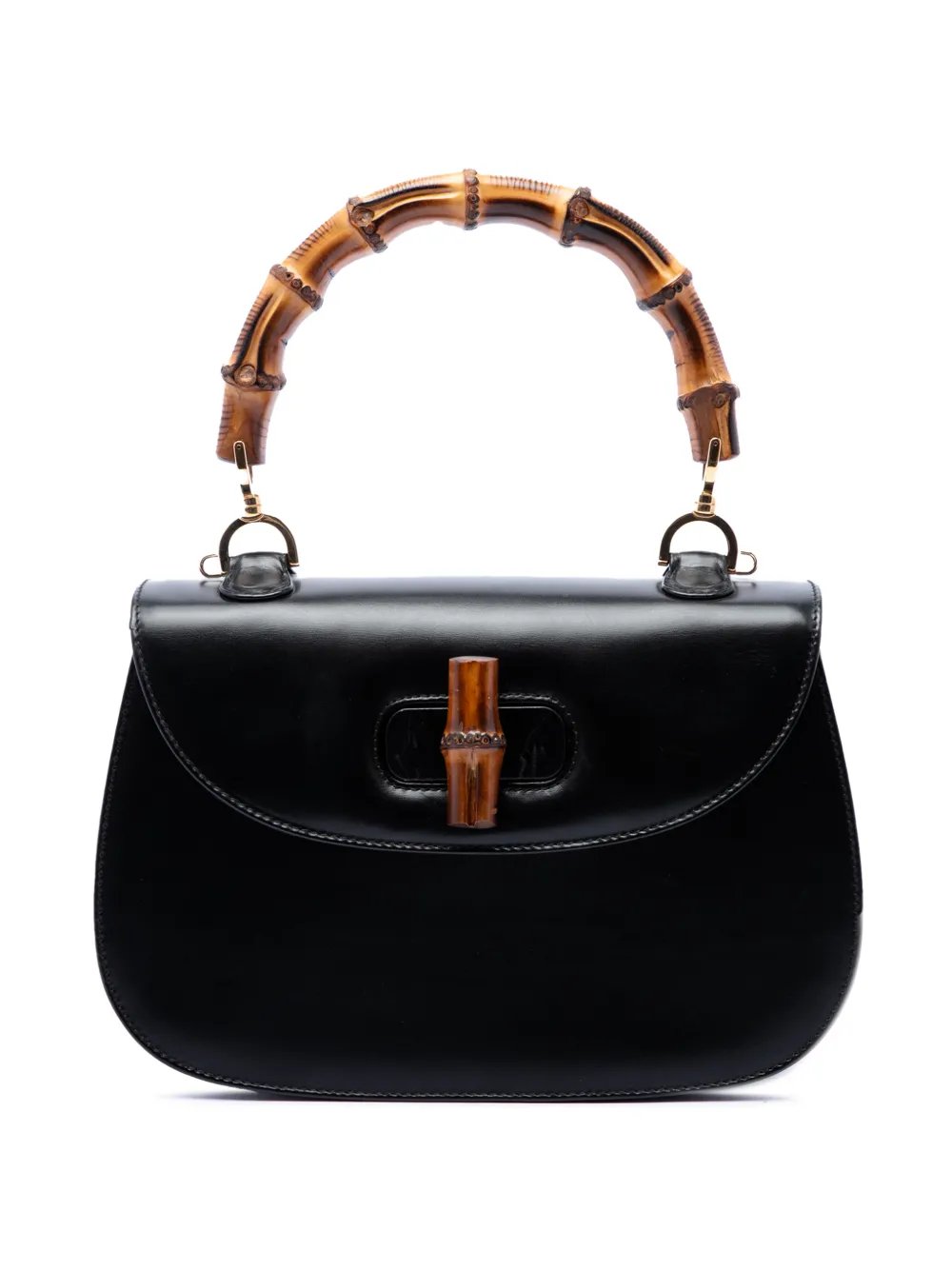 20th Century Small Calfskin Bamboo Top Handle Bag satchel