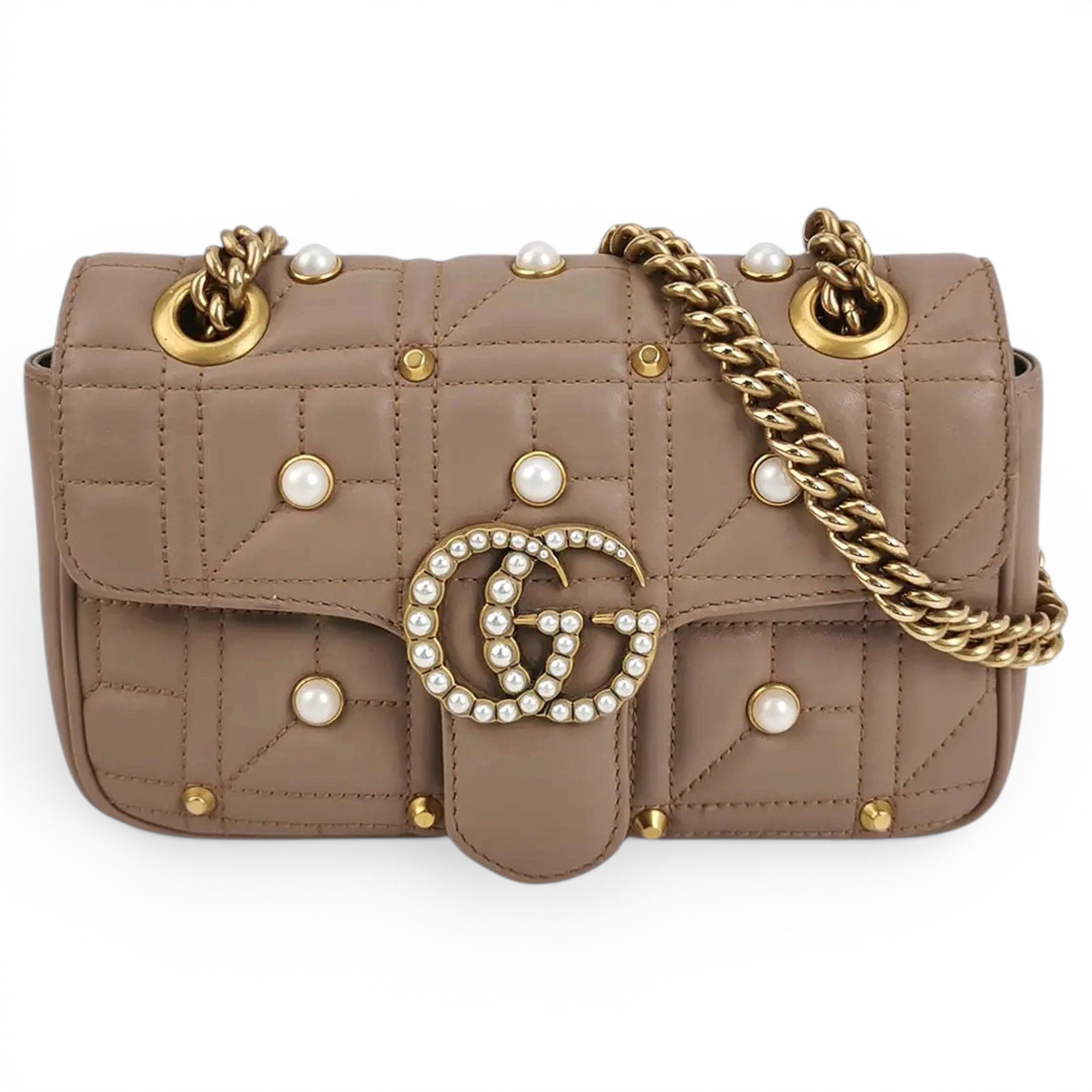 Pearly GG Marmont Flap leather handbag