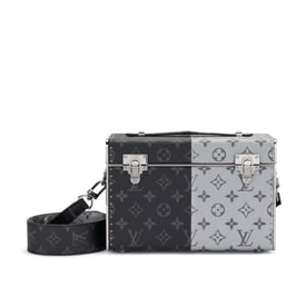 Louis Vuitton Black and Silver Monogram Eclipse Coated Canvas Custom Vanity Trunk Ruthenium Hardware, 2018