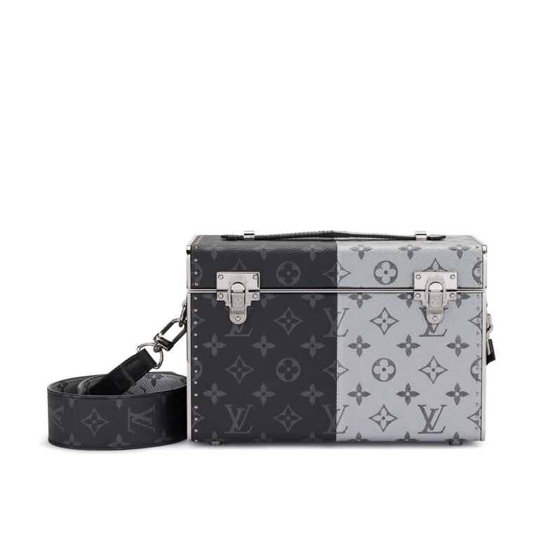 Louis Vuitton Black and Silver Monogram Eclipse Coated Canvas Custom Vanity Trunk Ruthenium Hardware, 2018