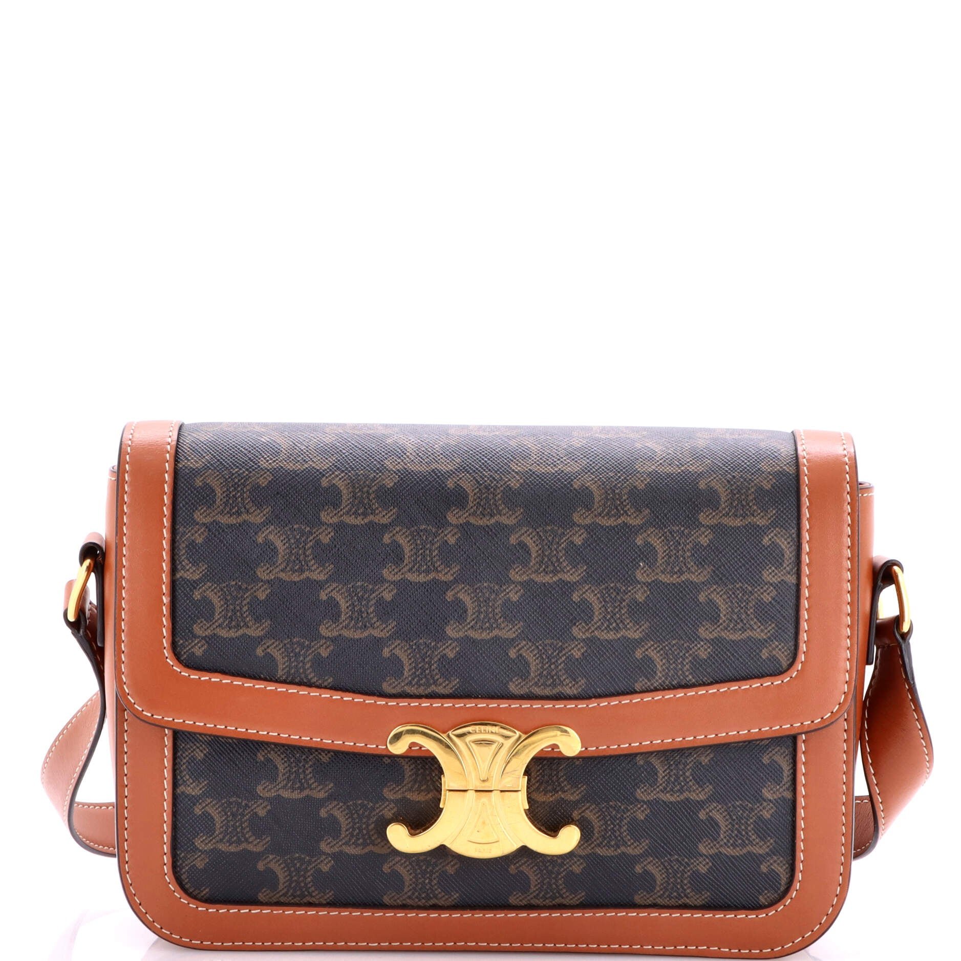 Celine Triomphe Shoulder Bag Triomphe Coated Canvas Medium