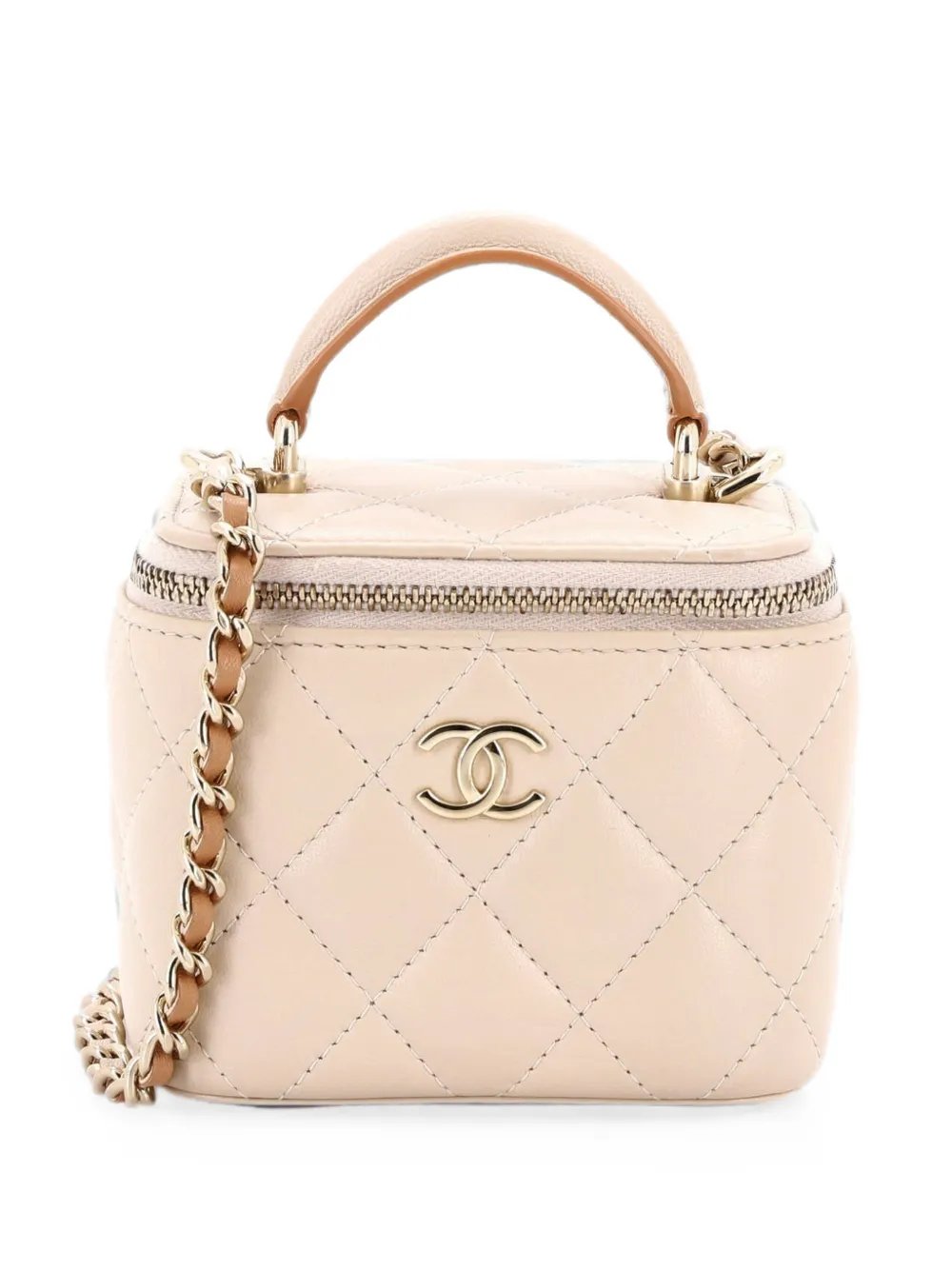 Classic Top Handle Vanity Case with Chain Quilted Lambskin Mini crossbody bag