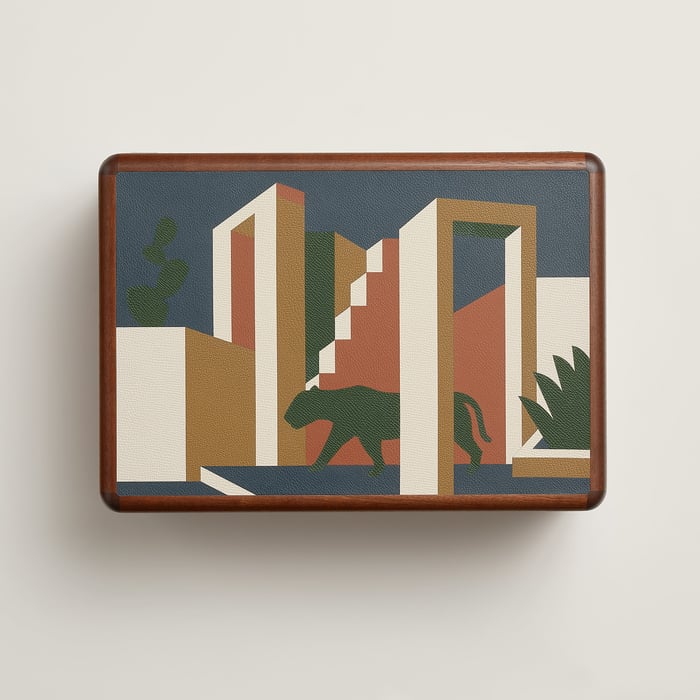 Bleu De Malte Casaque Felin Dans Un Jardin Mexicain Watch and Cufflink Box
