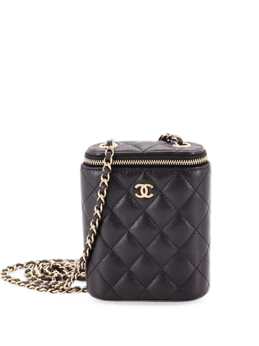Vertical Classic Vanity Case with Chain Quilted Caviar Small shoulder bag