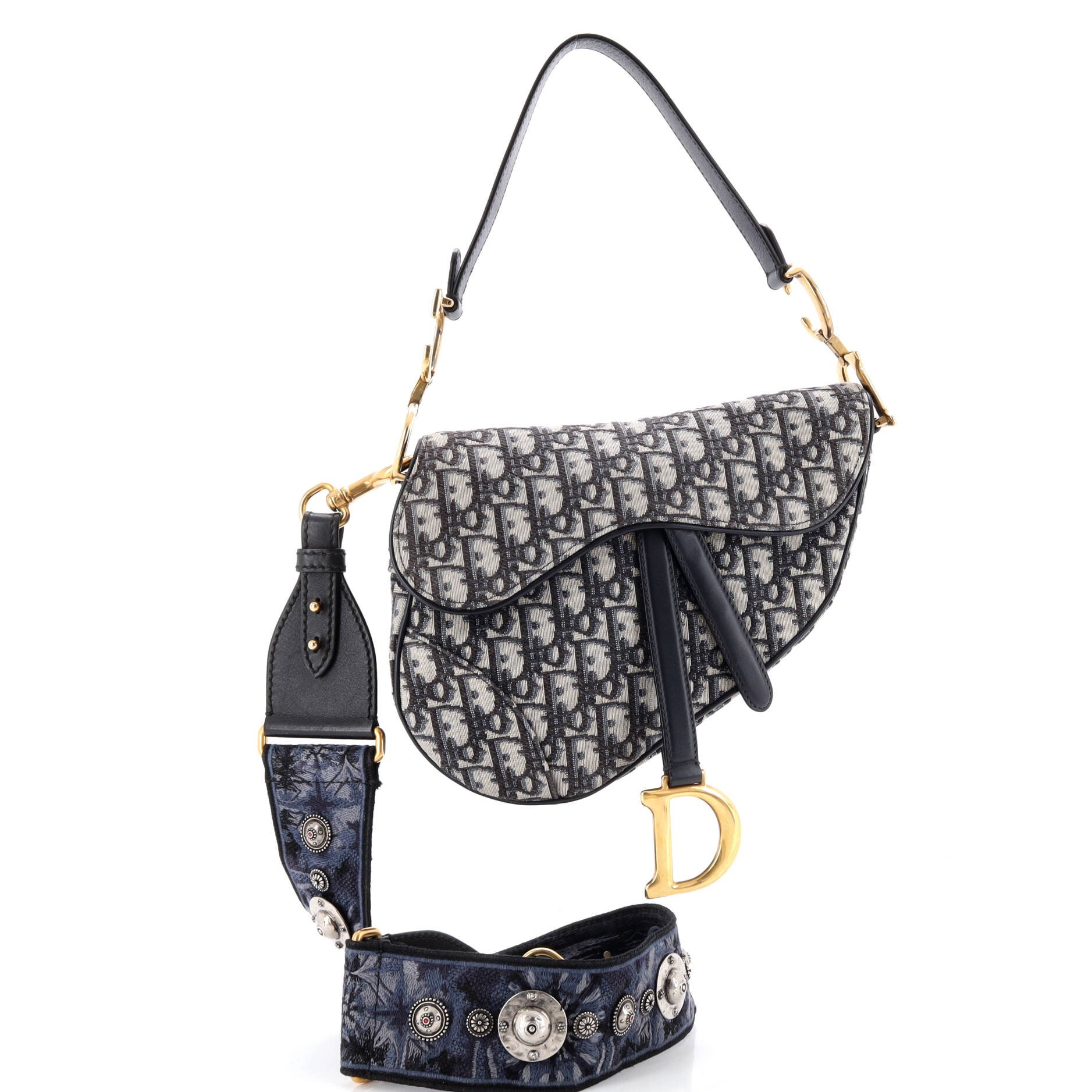 Dior Saddle Handbag with Strap Oblique Canvas Medium