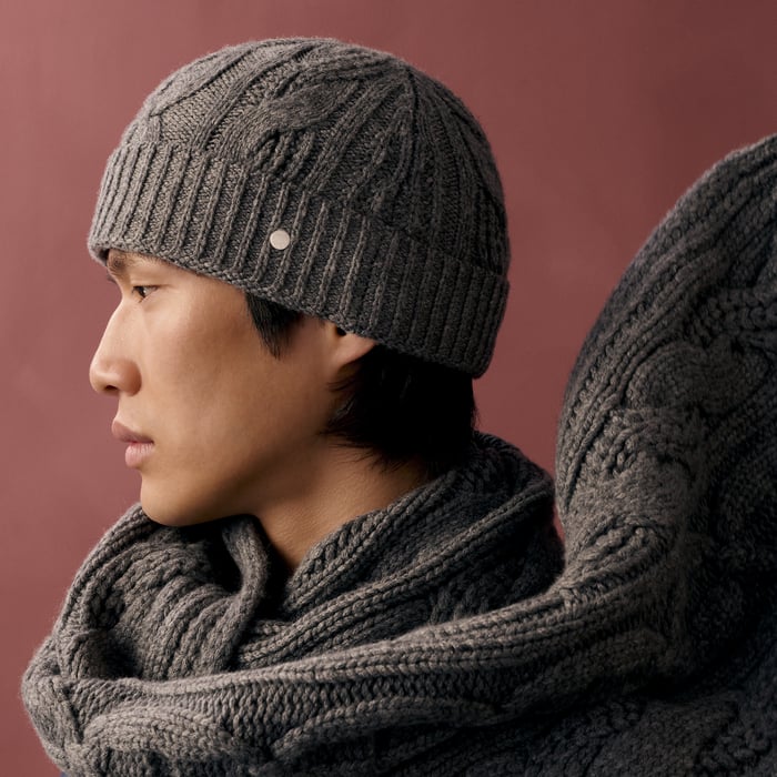 Gris Cable Maillons Beanie