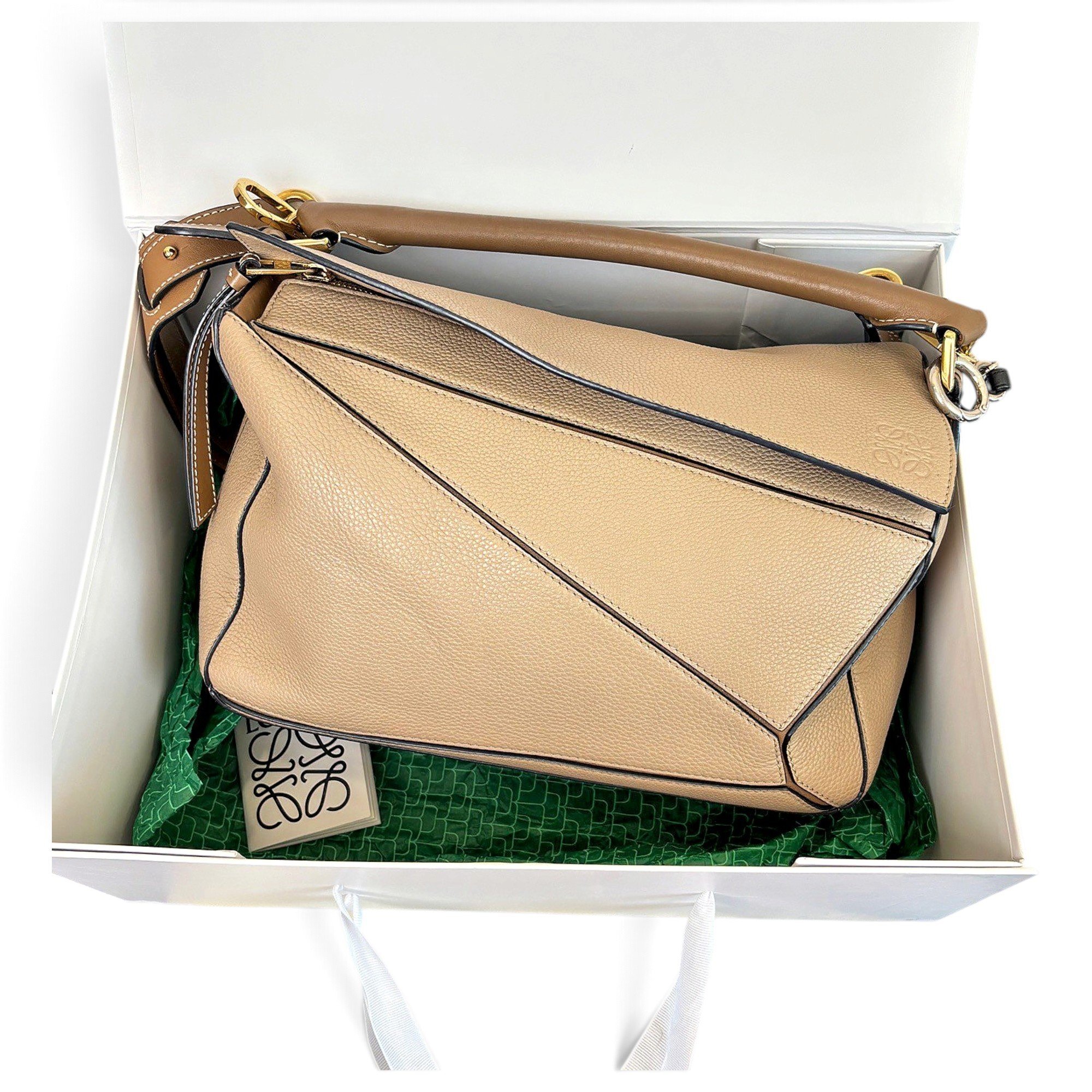 Puzzle leather handbag