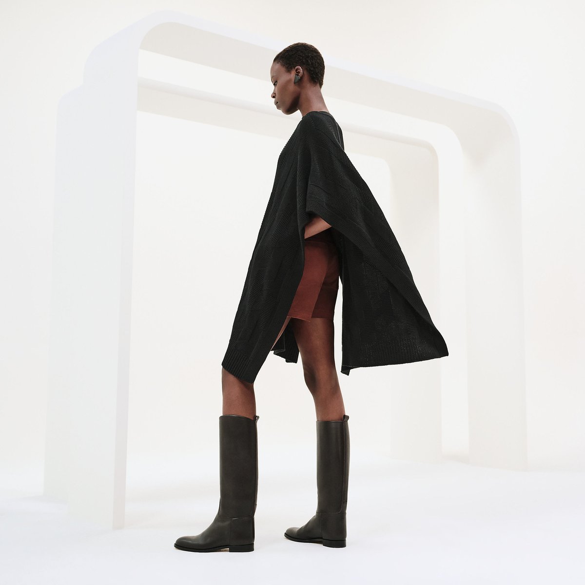 Noir "H" Rectangular Cape Poncho