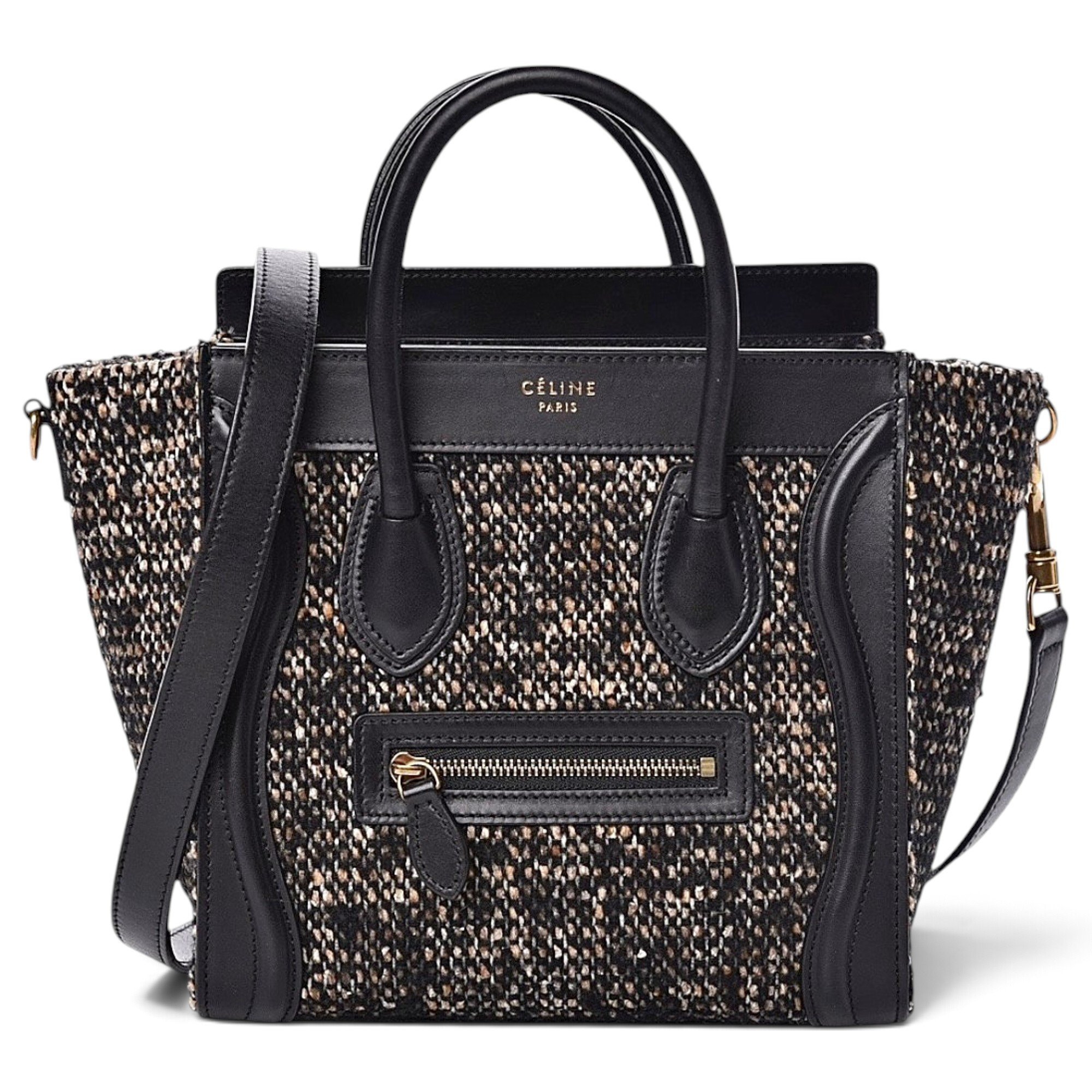 Celine Nano Luggage tweed handbag