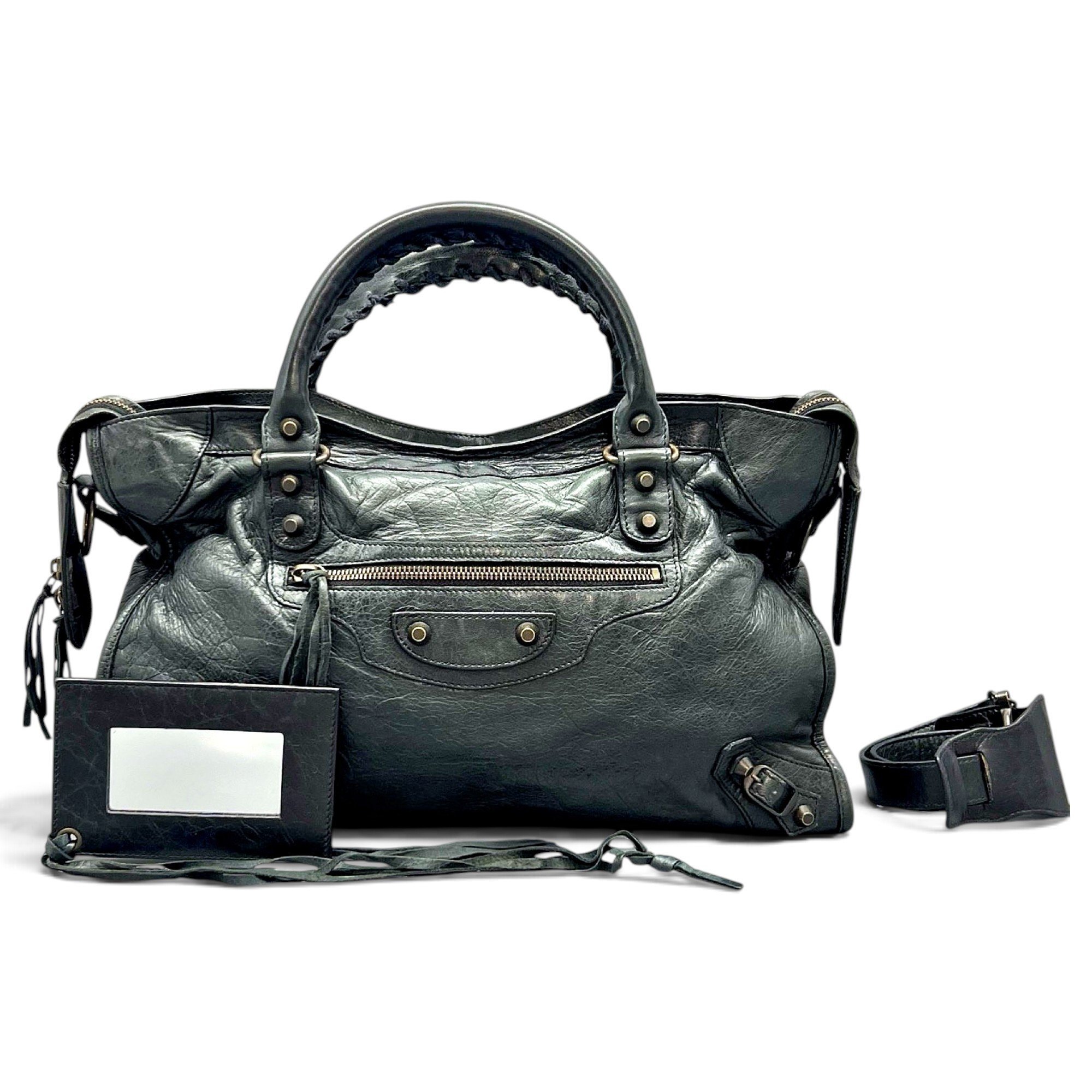 City leather handbag
