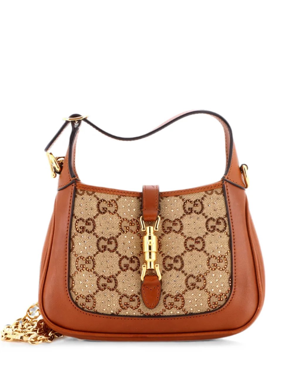 Jackie 1961 Chain Crystal Embellished GG Canvas Mini hobo bag