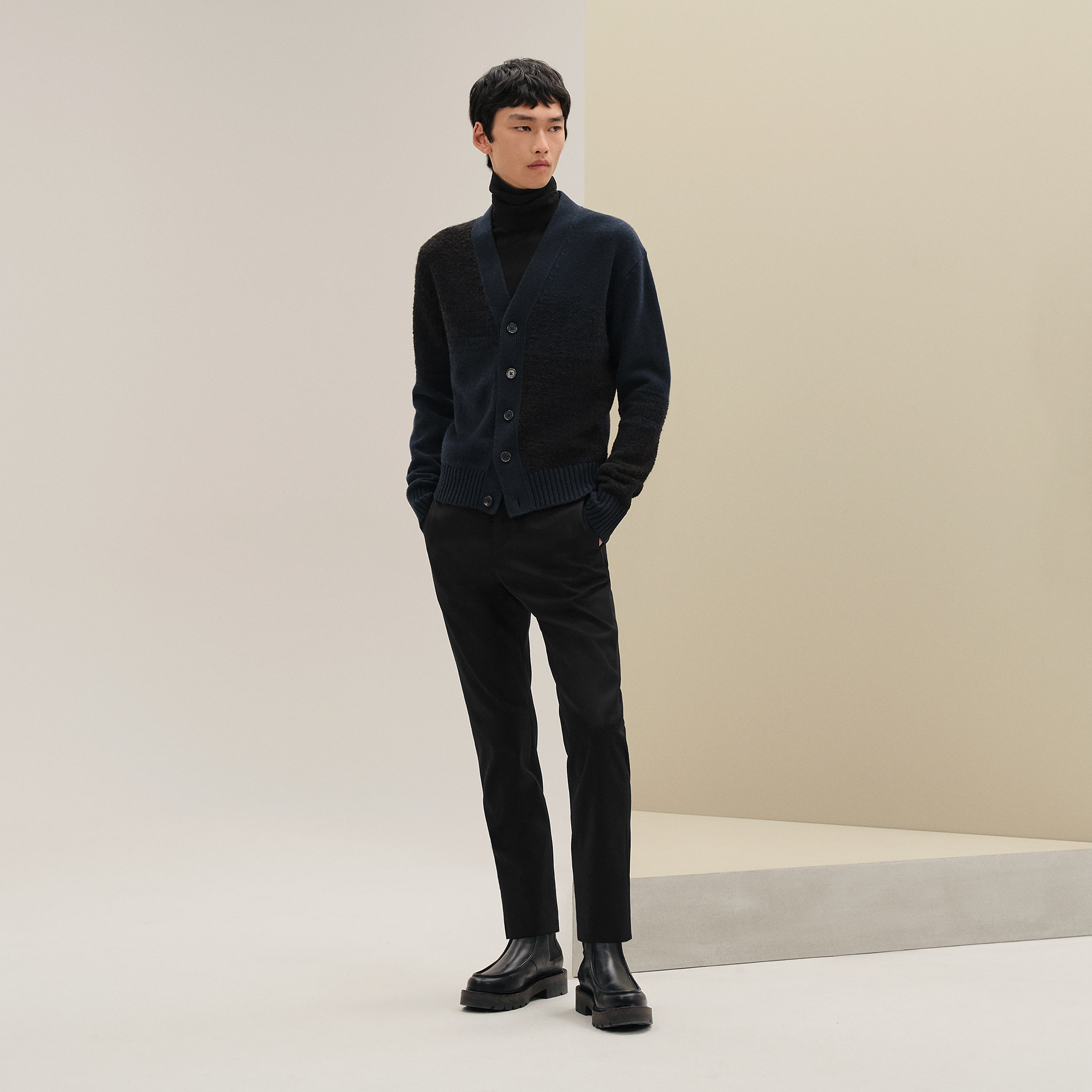 "Bouclette ombree" buttoned cardigan