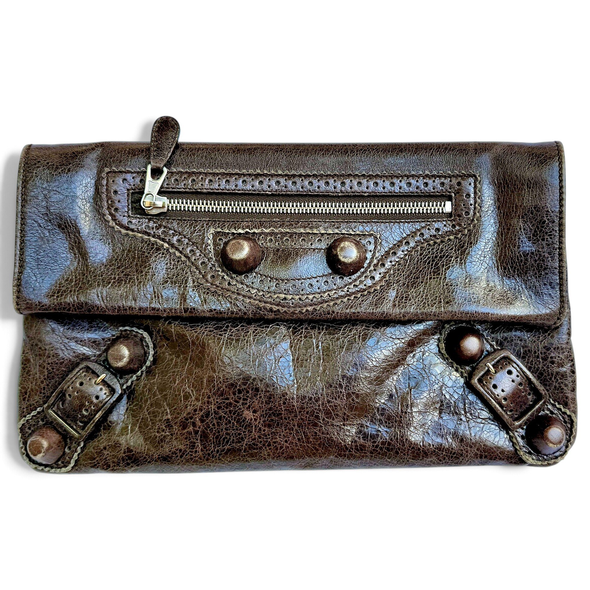 Envelop leather clutch bag