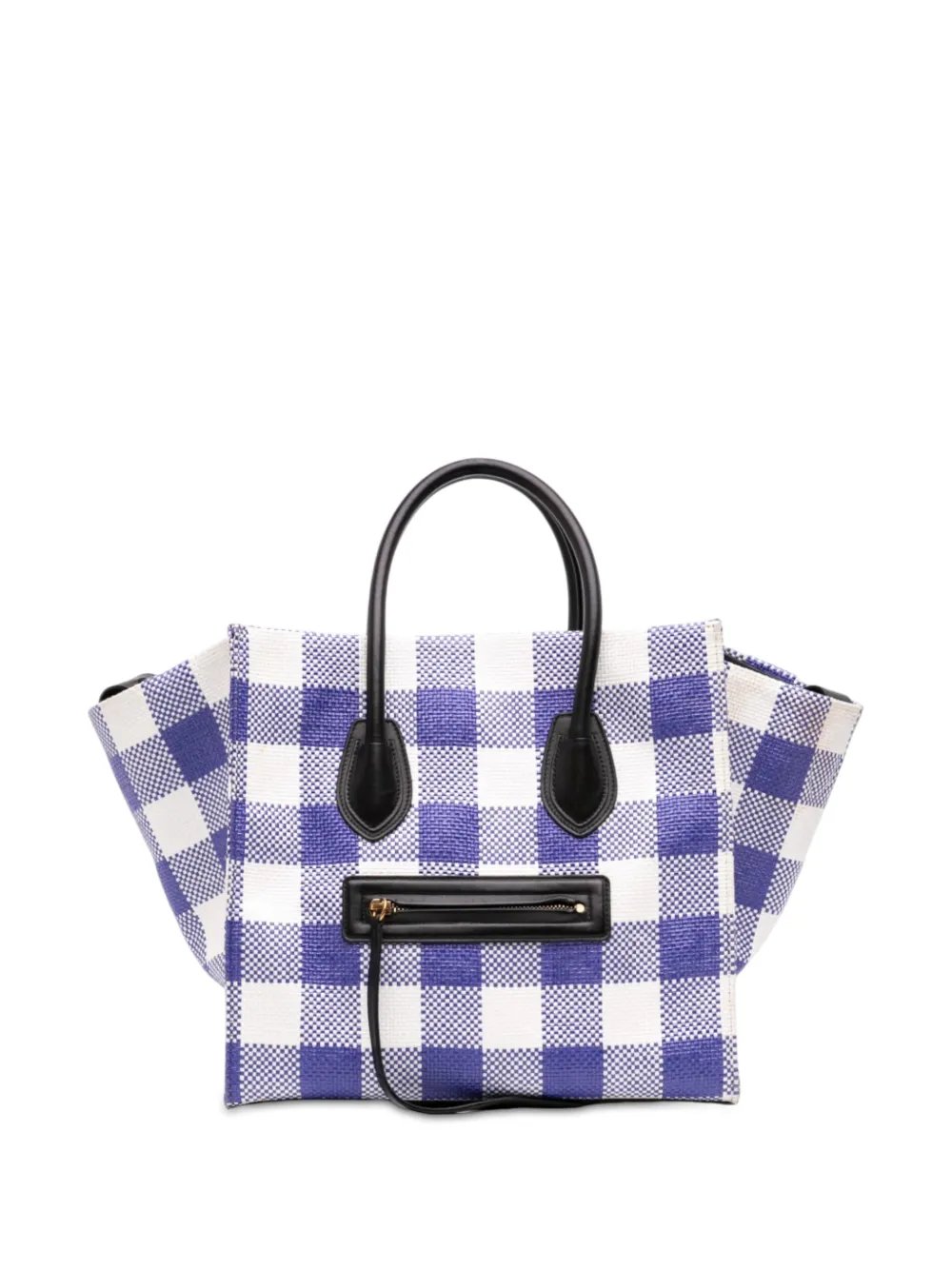 2014 Medium Gingham Raffia Luggage Phantom tote bag