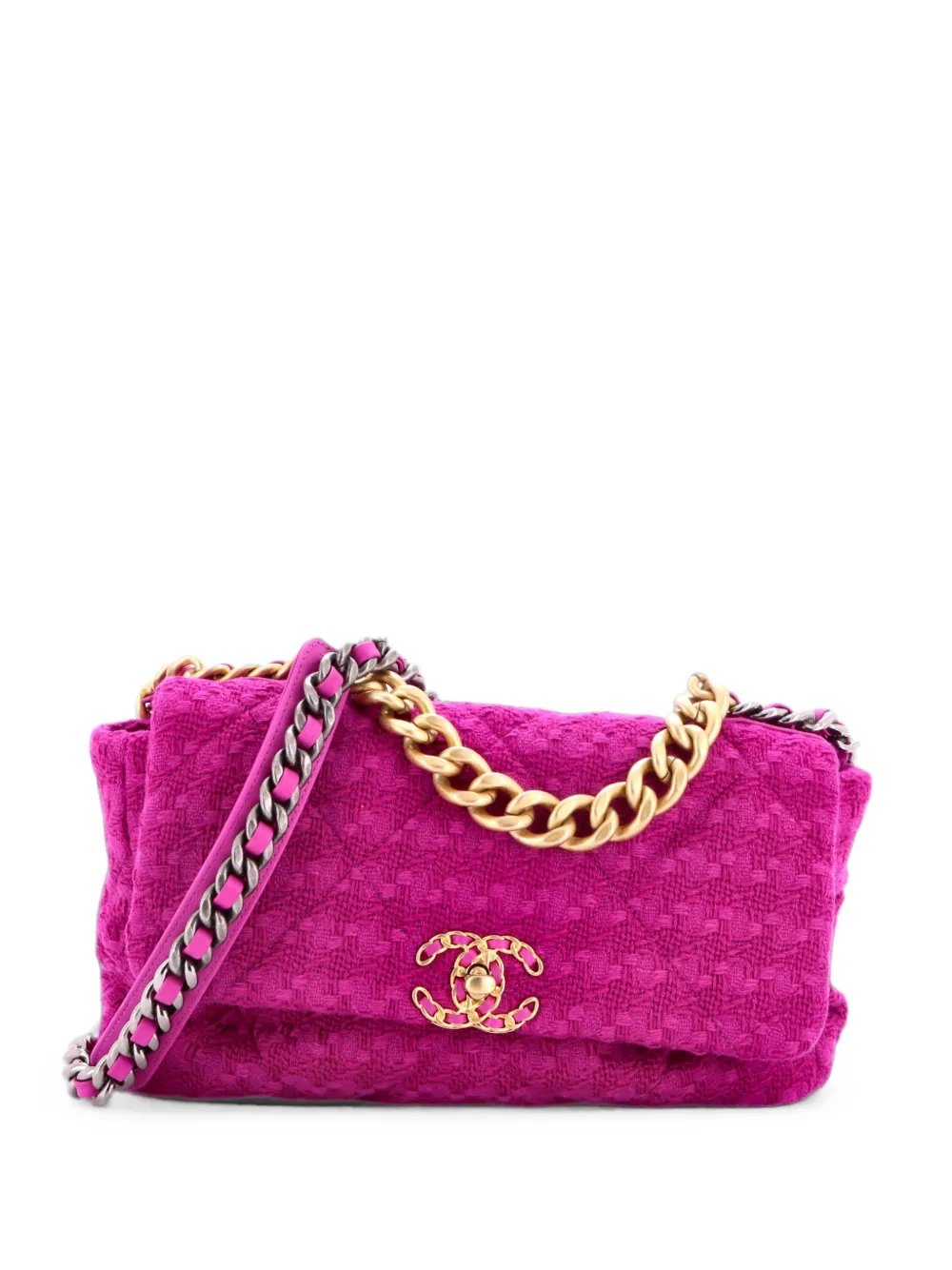 19 Flap Bag Quilted Tweed Large crossbody bag