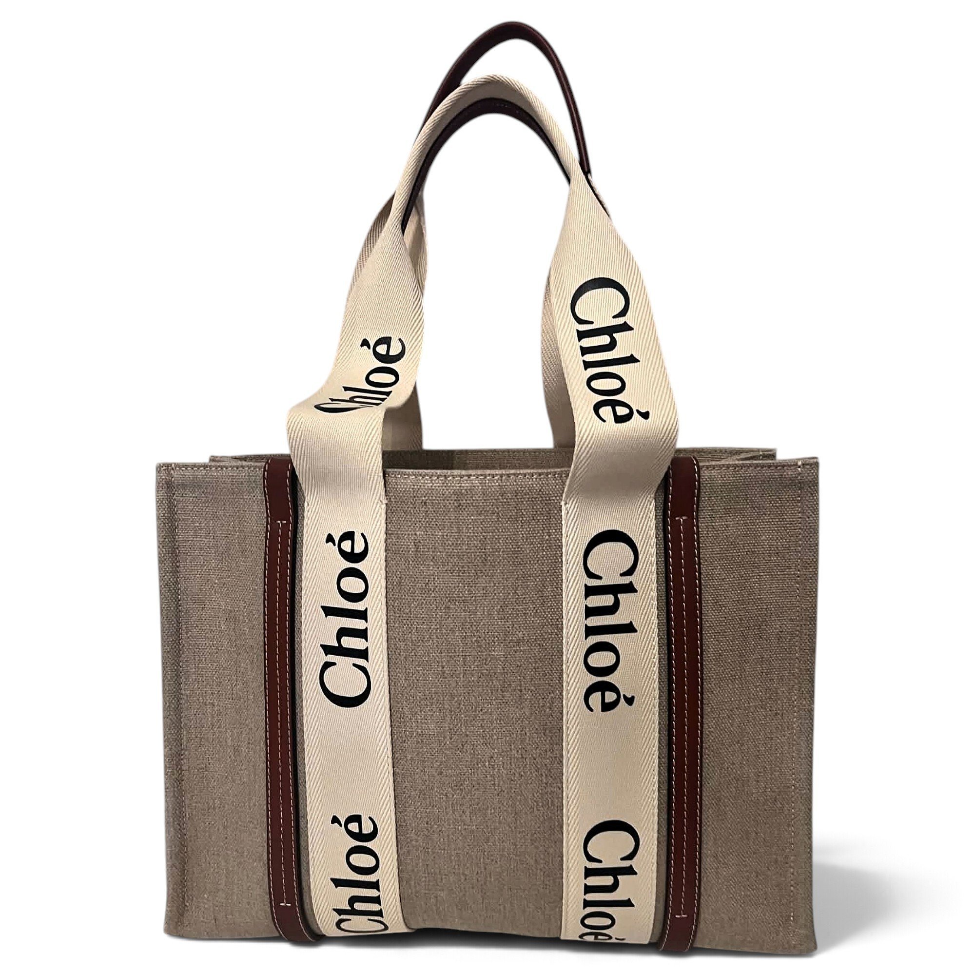 Woody linen tote
