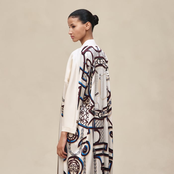 Blanc Céramique "l'Enseigne Du Sellier" Long Cardigan