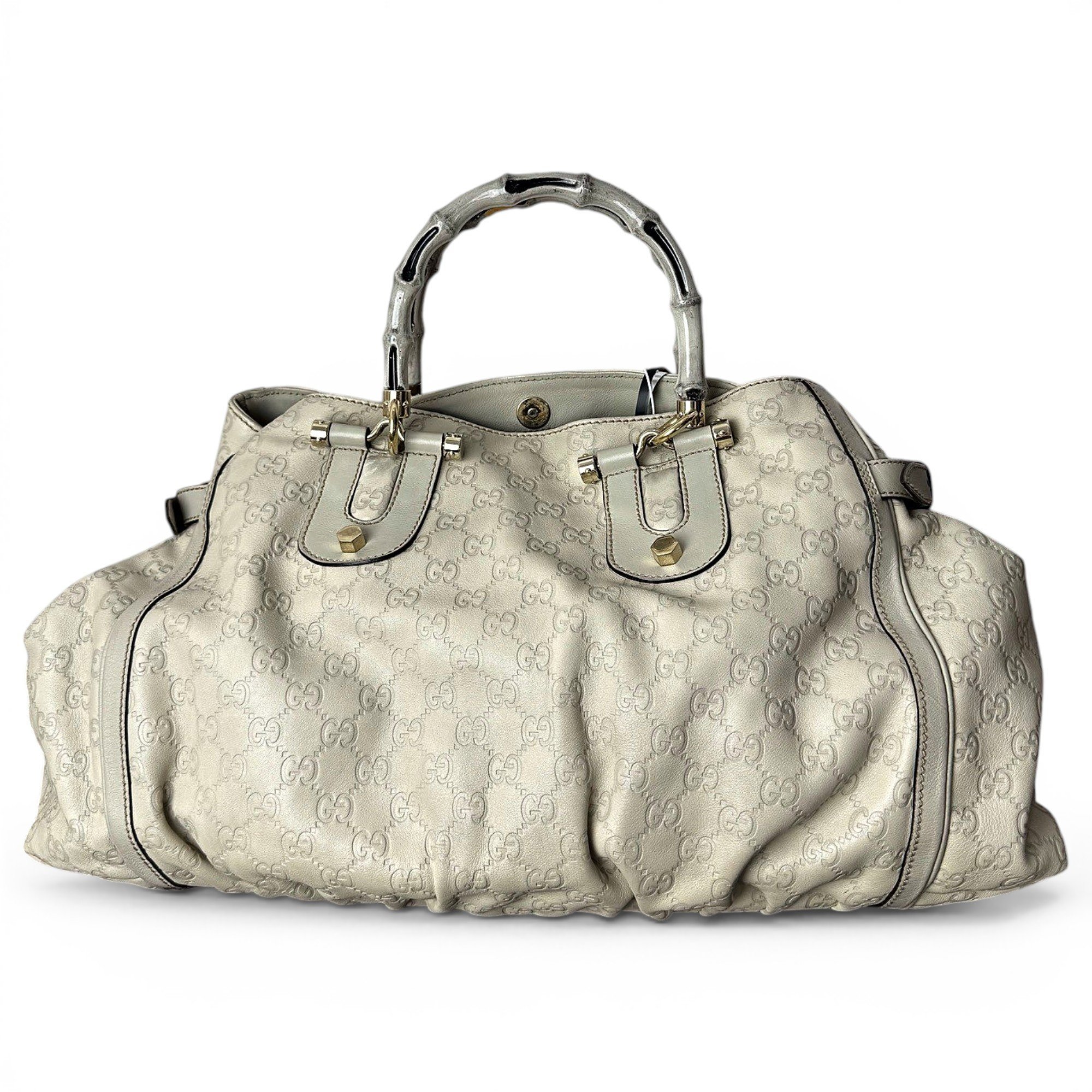 Pop Bamboo Bowler leather handbag