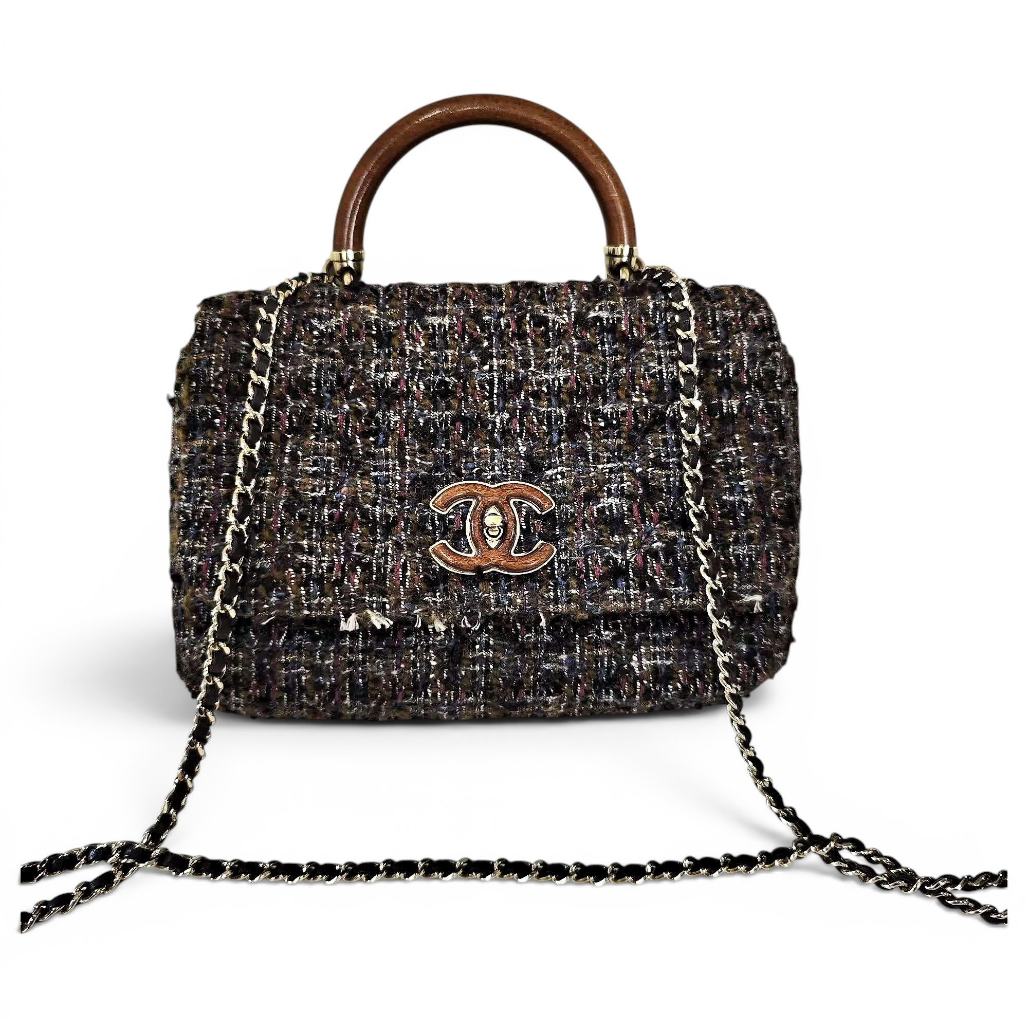 Coco Handle wool handbag