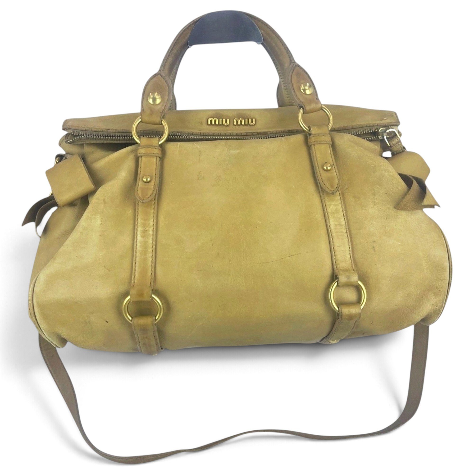 Bow bag leather handbag